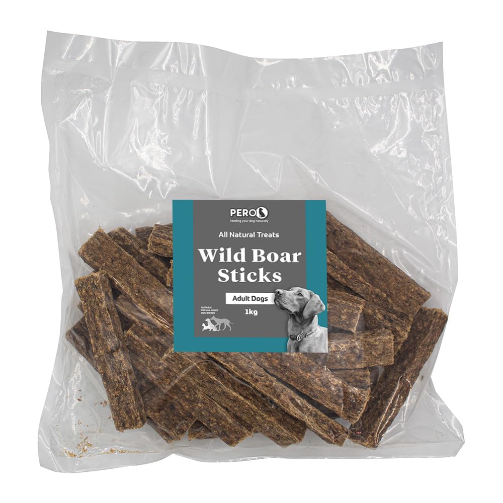 Pero Natural Dog Treats – Wild Boar Sticks – 100% Wild Boar, High Protein, Grain Free, Healthy Chew for Dogs – 1kg Pack