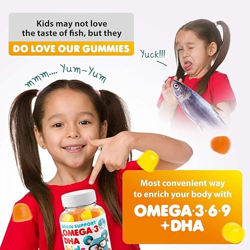 Miniatura 3 de DR. MORITZ Gomitas Omega 3 Kids (180 unidades), gomitas veganas Omega3 para niños sin aceite de pescado, vitaminas para la salud del cerebro y el