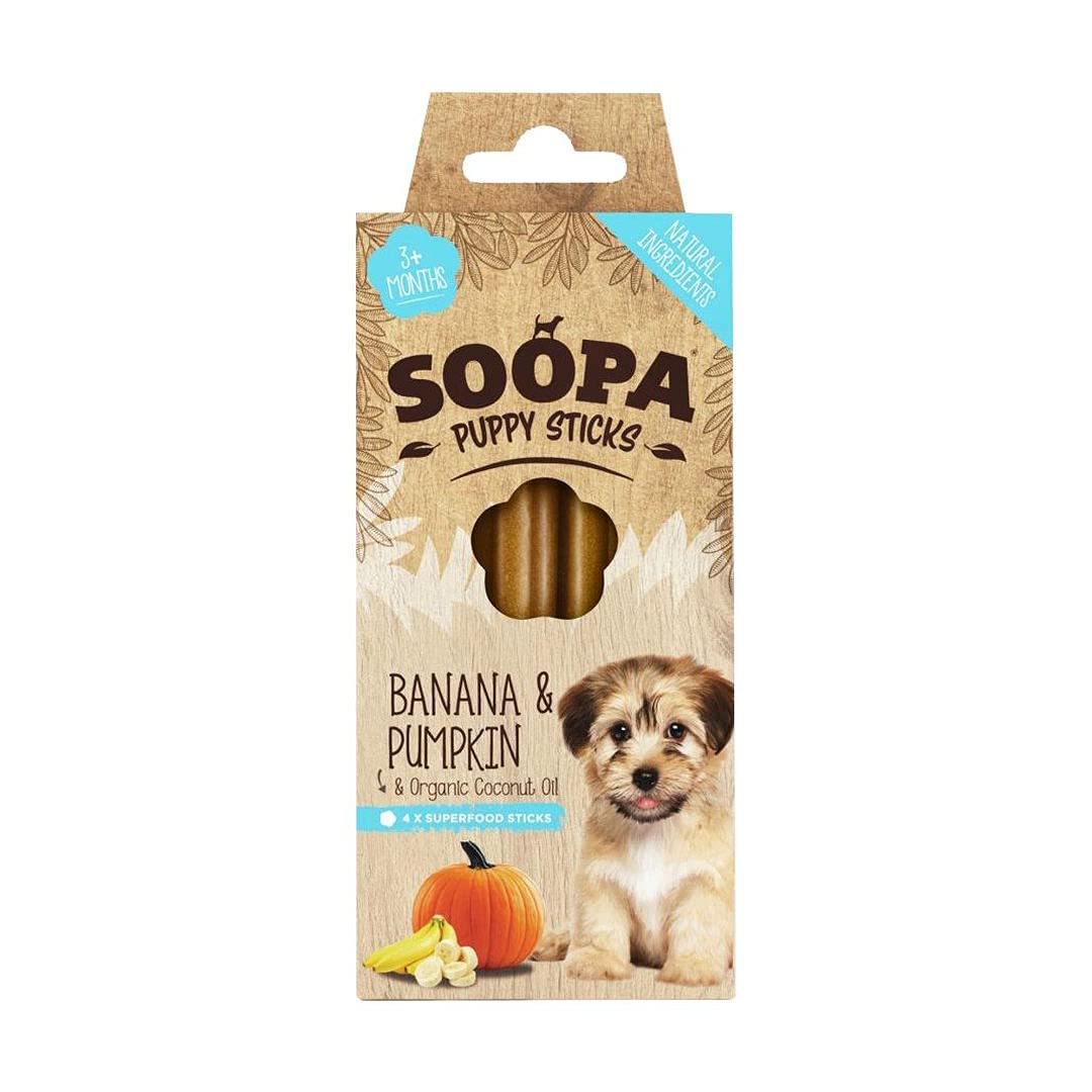Pet Things Soopa Dental Sticks Banana & Pumpkin Puppy 100g (Pack of 10)