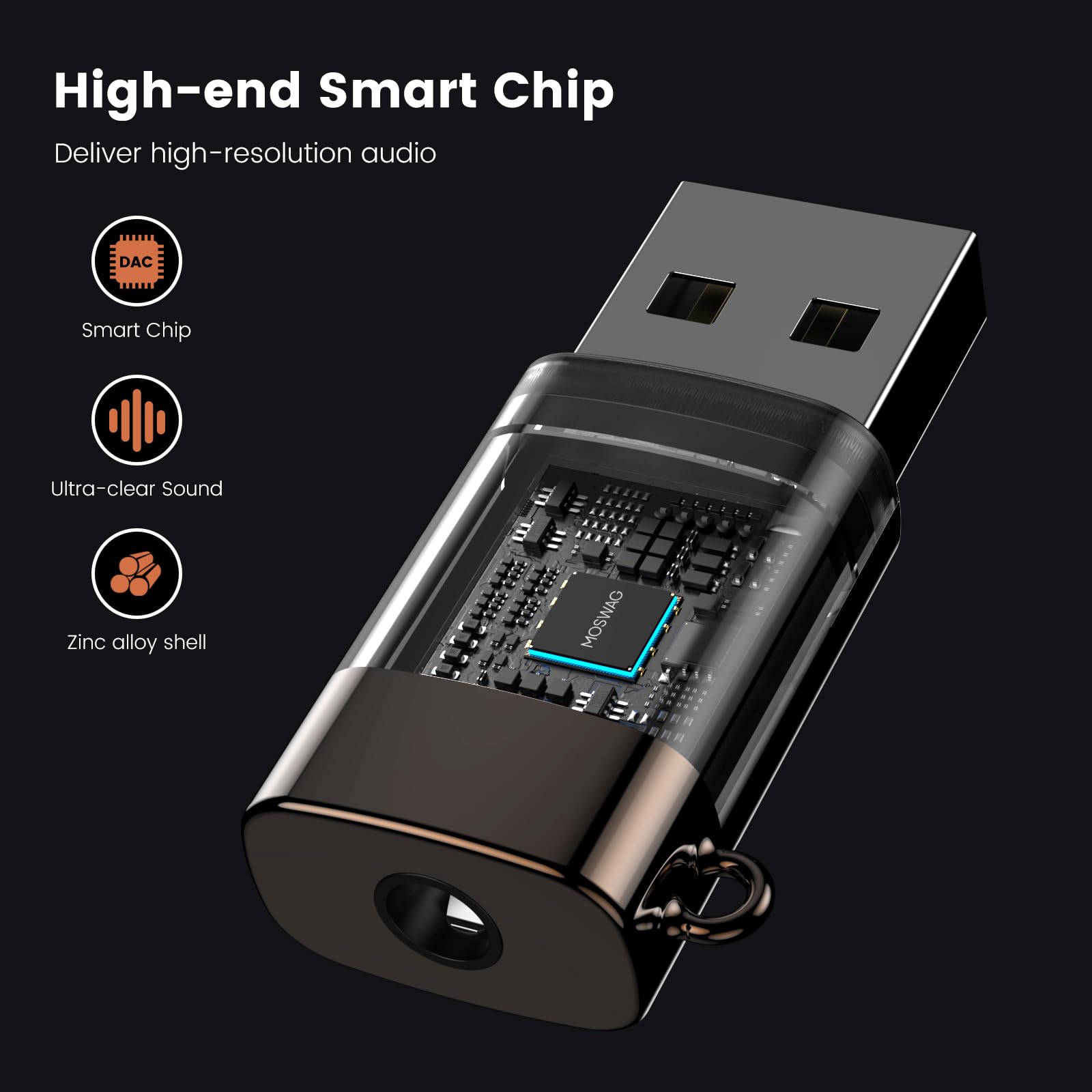 MOSWAG Adattatore audio da USB a jack da 3,5 mm, adattatore audio jack per scheda audio esterna, convertitore AUX per microfono TRRS USB compatibile con cuffie, PC, laptop, Mac, desktop, Linux, PS4 e