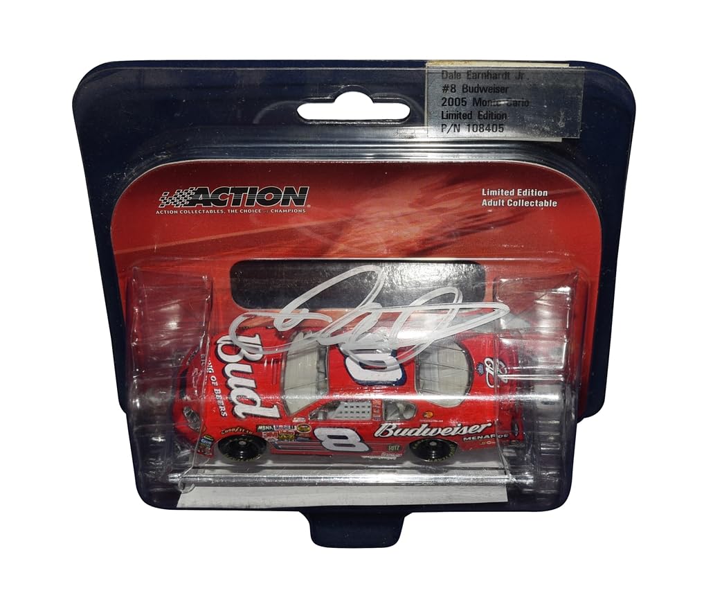 AUTOGRAPHED 2005 Dale Earnhardt Jr. #8 Budweiser Racing (King of Beers) Signed Action 1/64 Scale NASCAR Diecast Car with COA