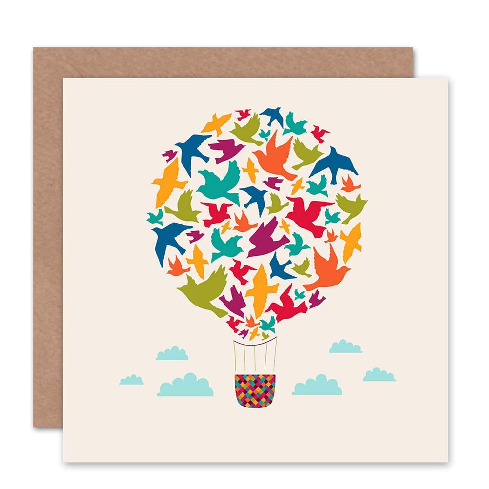Wee Blue Coo Blue Wee Coo Hot Air Baloon Birds Greetings Blank Greetings Birthday Card Art
