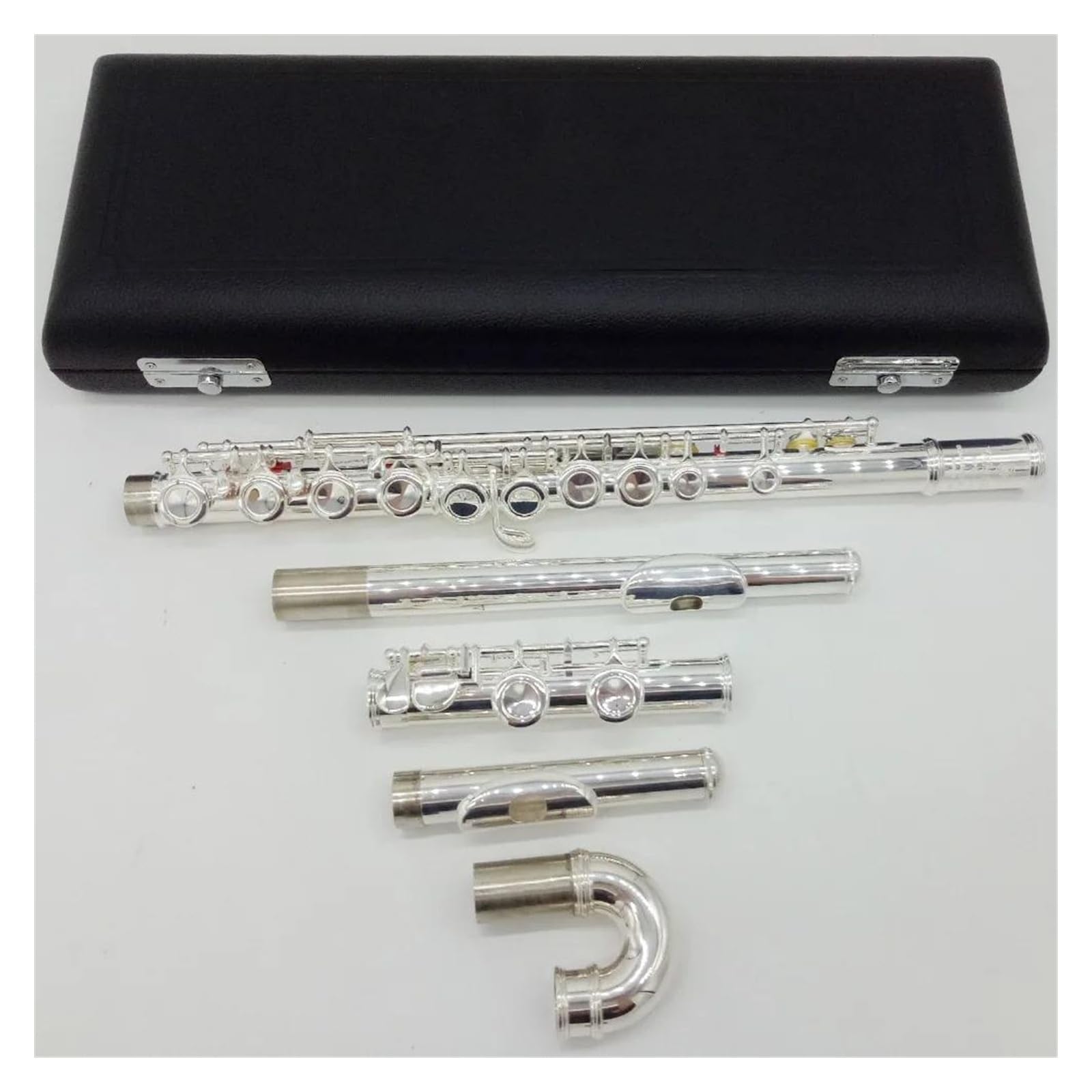 Flauti Placcati In Argento Strumento Per Studenti Flauti Con Testata Curva 16 Fori Chiusi Chiave E Con Custodia Flauto Traverso Kit