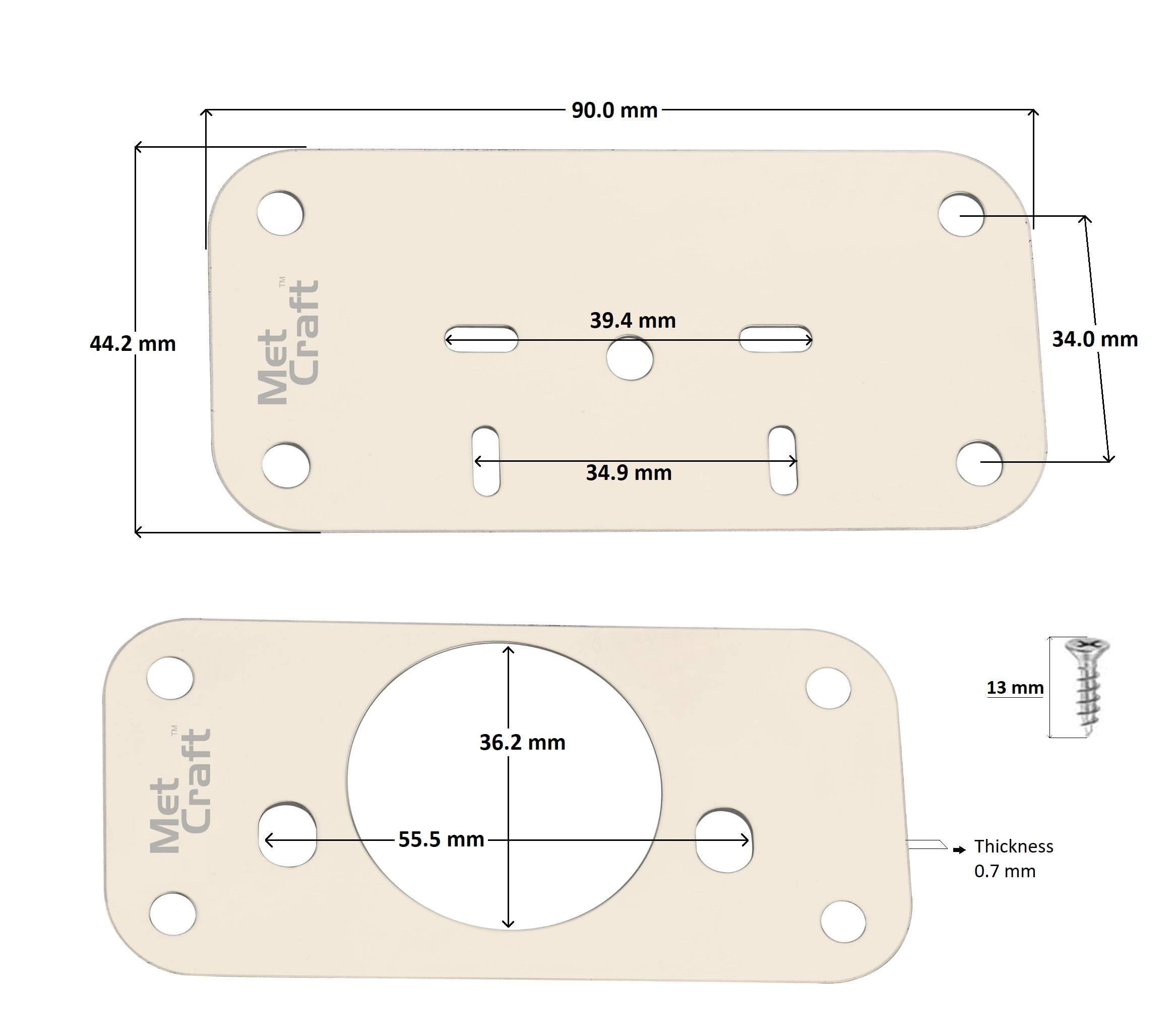 Met Craft Stainless Steel 304 Grade Cabinet Repair Plates with Pre-Punched Holes and Screws I Universal for All Auto Concealed Hinge I for Doors, Cabinets, Cupboard Door, Wardrobes (Silver, 2 Set)
