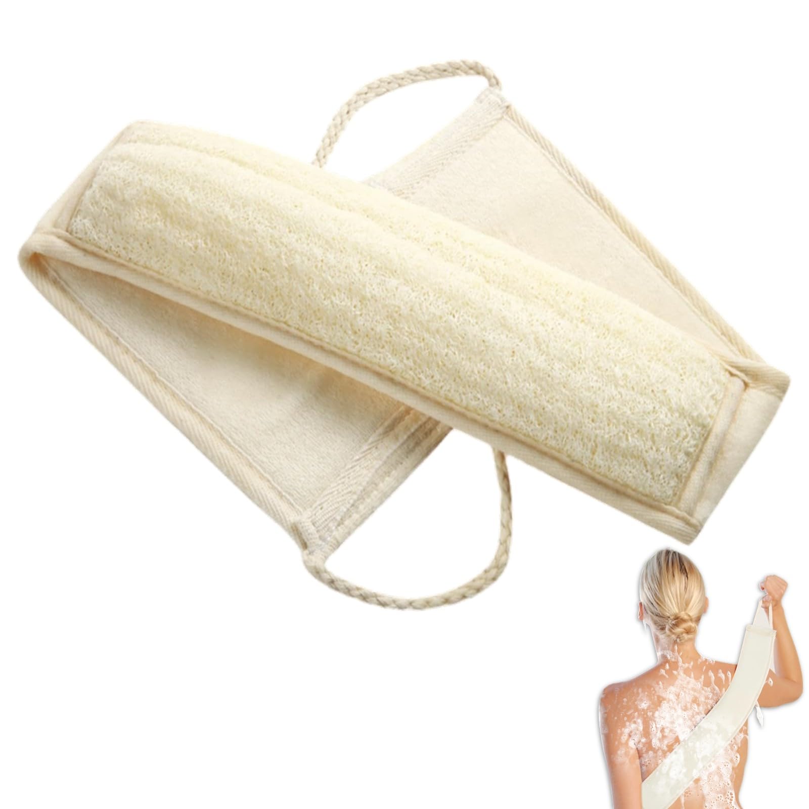 FYRLFB Natural Loofah Exfoliating Body Scrubber for Men and Women, Loofah with Handle, Exfoliating Back Scrubber for Shower Set, Luffa Sponge to Clean