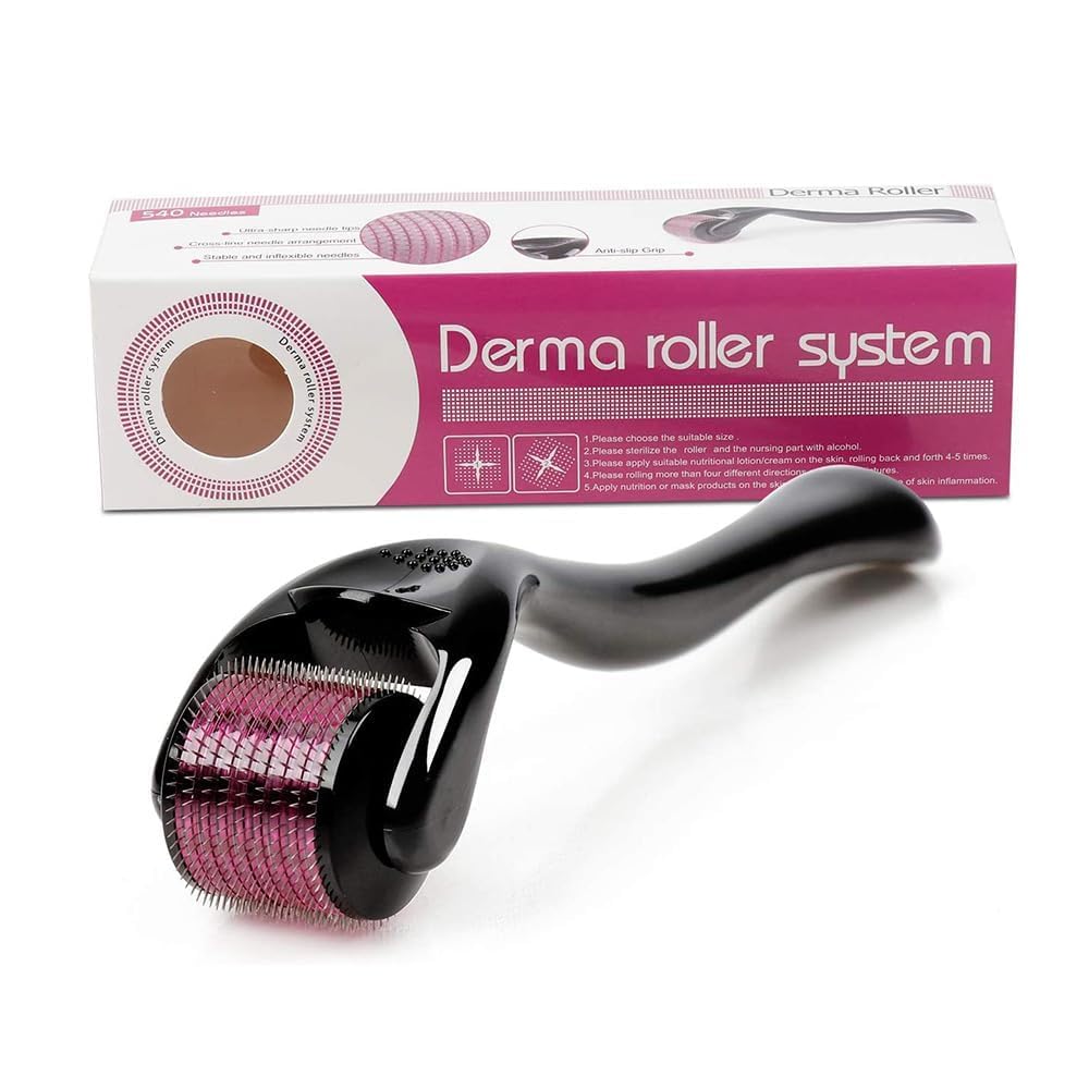 R A Products Derma Roller For Hair Growth with 540 Titanium Needles | Repairs Damaged Hair | Activates Hair Follicles | Easy to use | Safe & Effective (Pack of 1) (0.5)