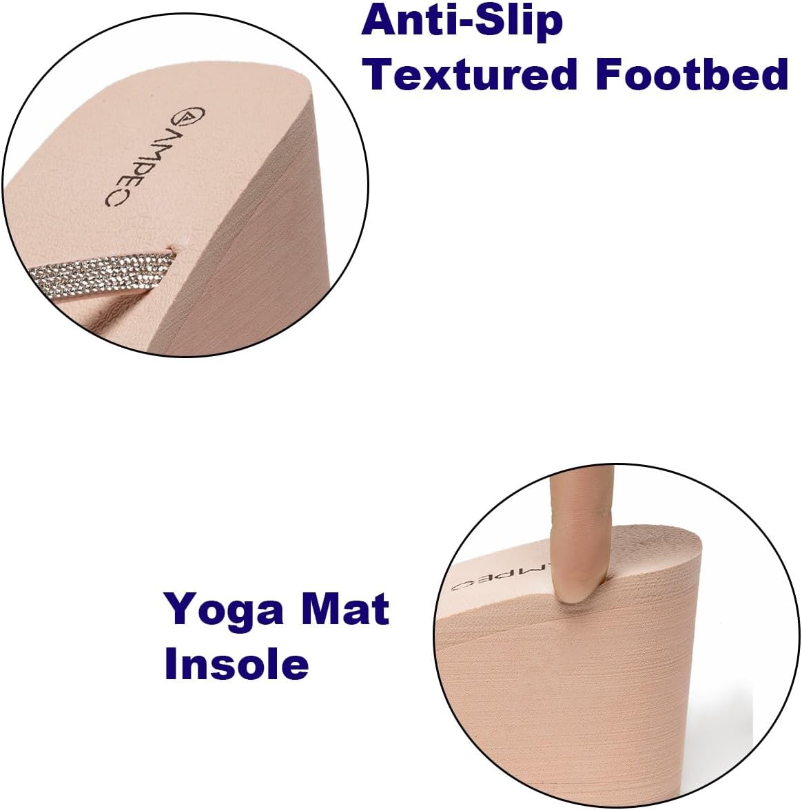 Ampeo Women's Wedge Sandals Rhinestone Thong Platform Flip Flops - Image 3