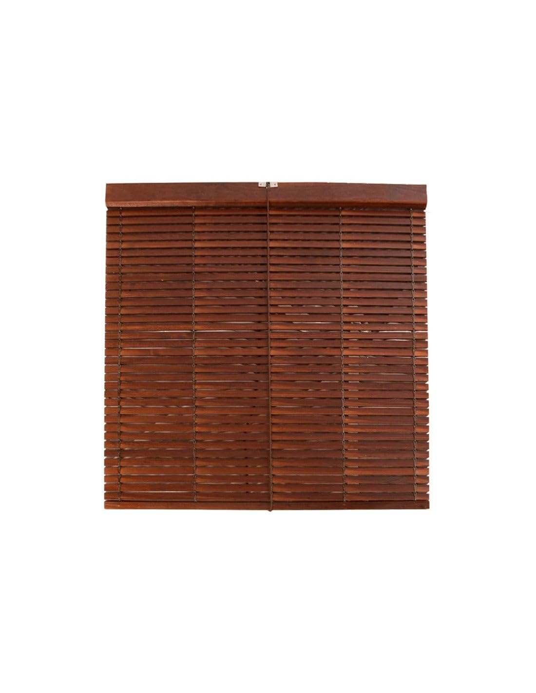 JARDIN202 - Persiana de Madera Alicantina con Polea Metálica - Estor Enrollable para Ventanas, Puertas, Salón | 125 x 240 cm (Nogal (Barnizada))
