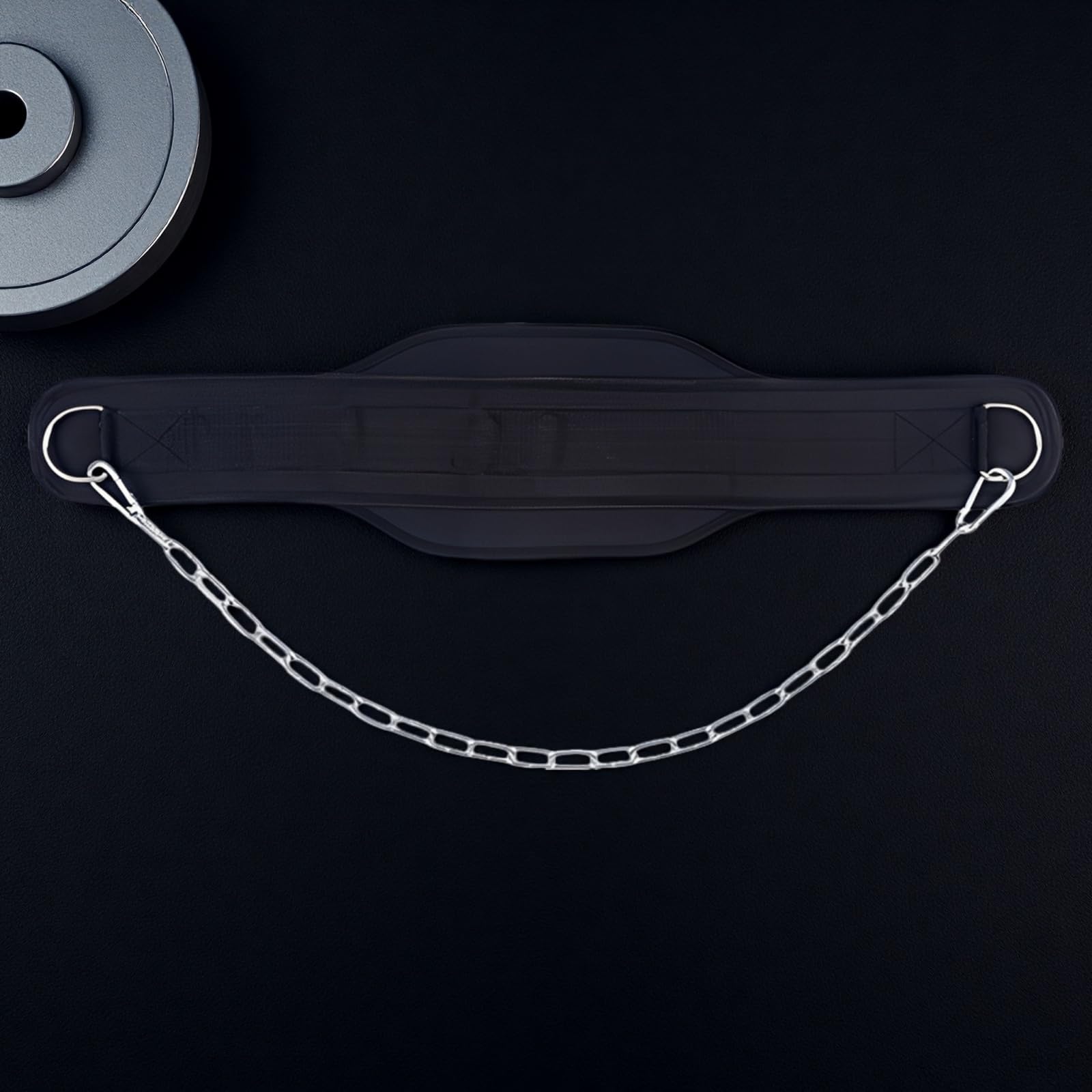 Gewichthebergürtel mit 35,4 in / 90 cm Kette, Fitness Dip Gürtel für Klimmzüge und Dips, doppellagiger Gym Gewichtsgürtel, D Ring für schnelles Anbringen, Krafttraining Workout Gürtel