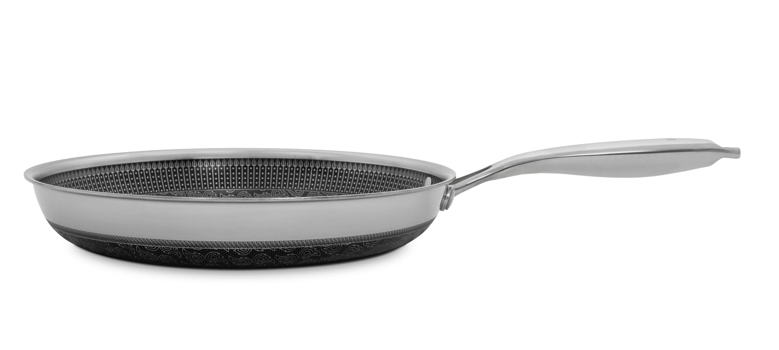 Hell's Kitchen Hybrid-Bratpfanne, 27,9 cm, dreifach verkleideter Edelstahl und Antihaft-Keramik, PFAS-frei, kein PFOA, kein PTFE, kein Teflon, ungiftiges Kochgeschirr, Metall-Utensiliensicher, alle