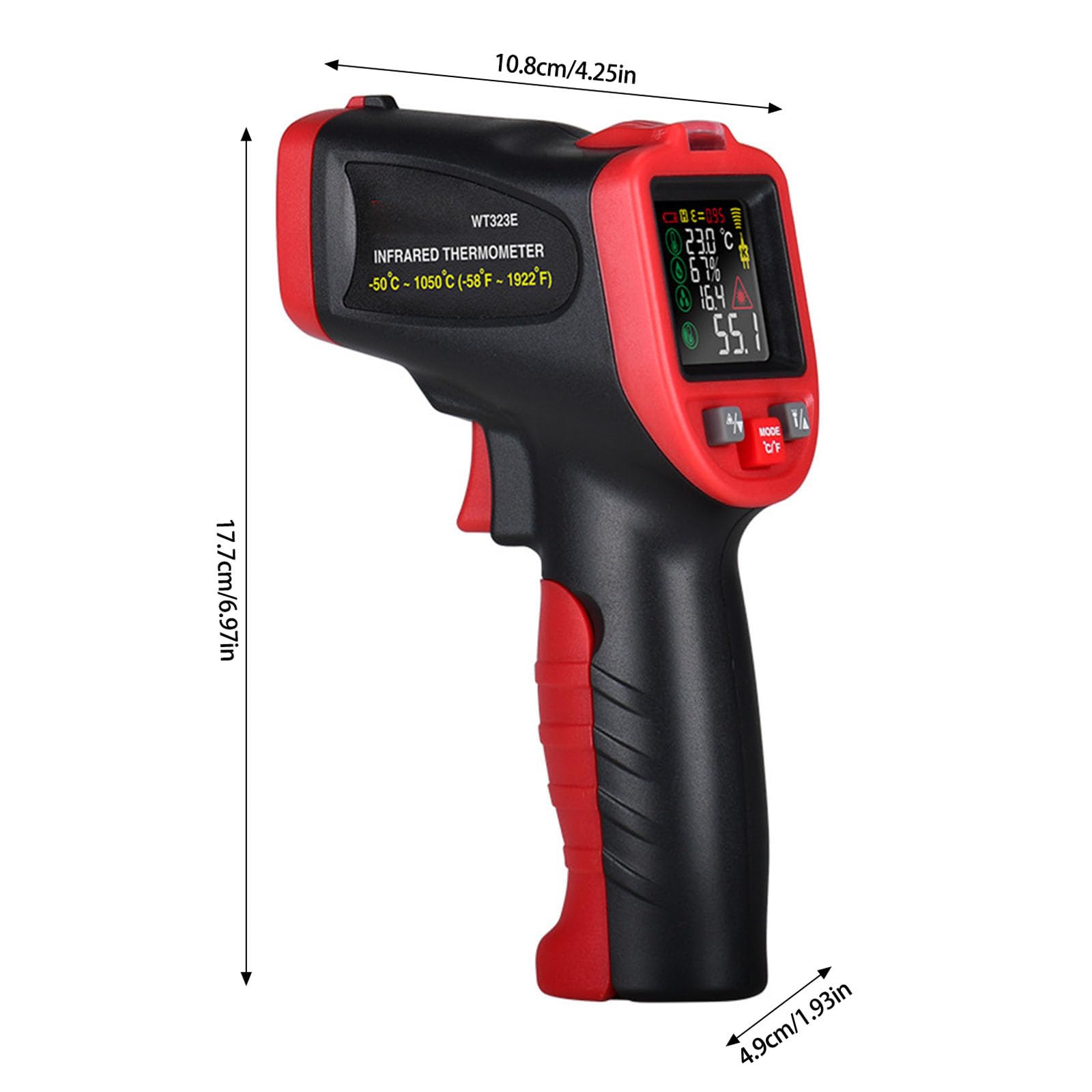 Dispositivo de medición de temperatura ultrared para superficies rápidas y precisas, detección de temperatura, inspección de alimentos, medición industrial