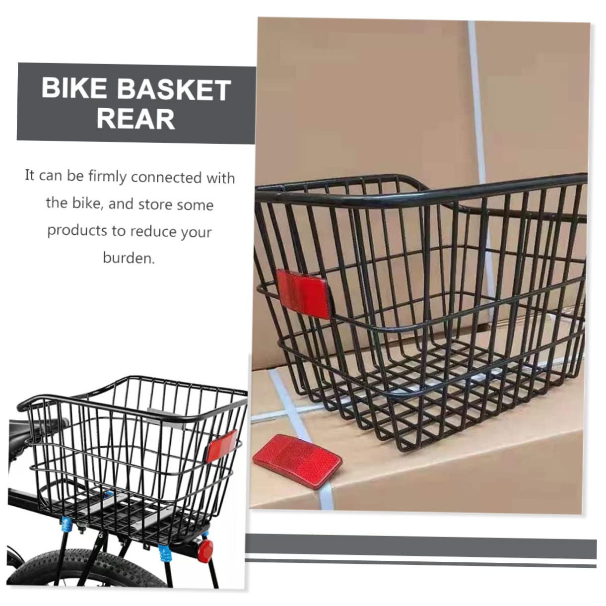 Sosoport Cesto Posteriore per Bicicletta in Metallo Nero Effetto Decorativo e Sicurezza per Uso Outdoor su Bici