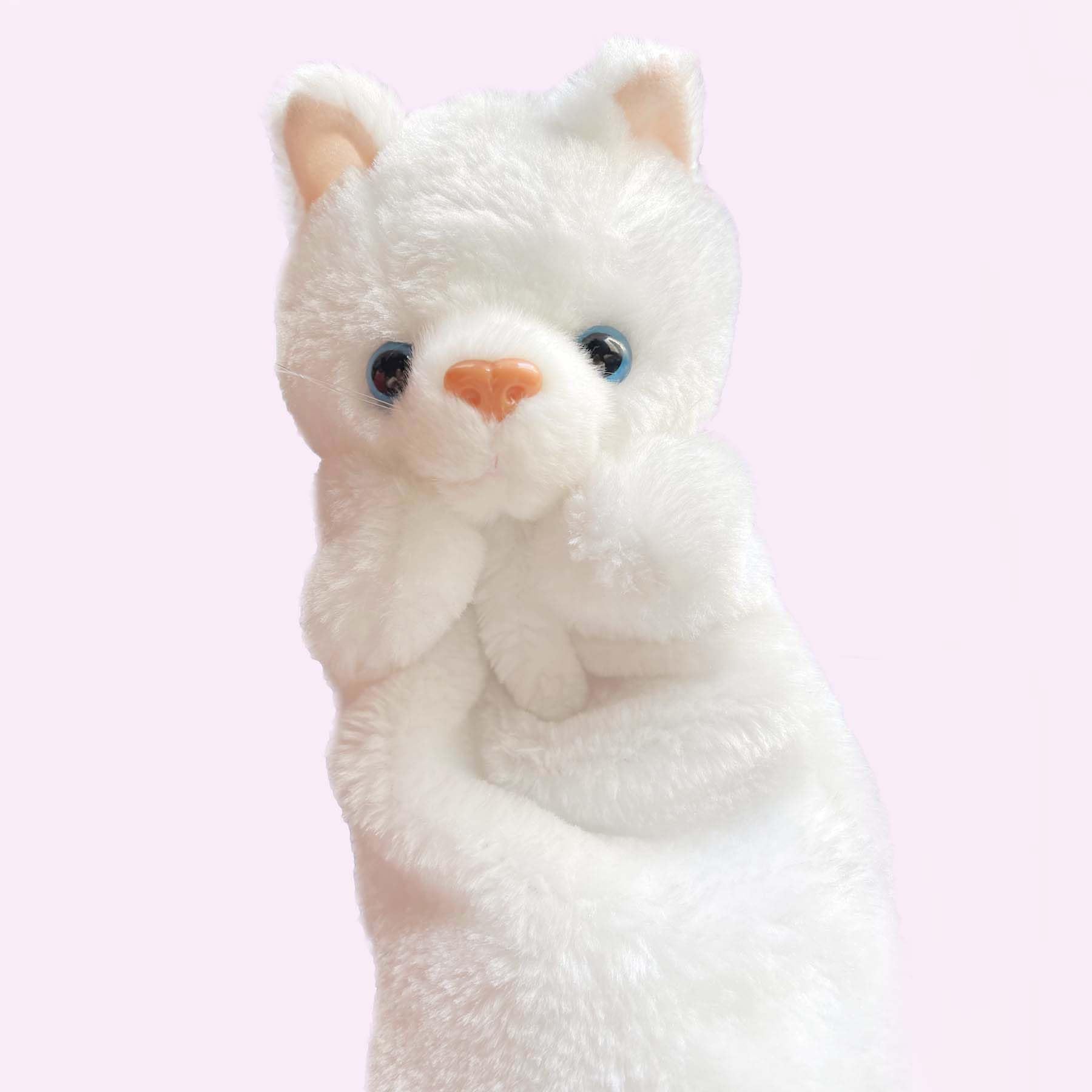 Cat Hand Puppets Kitten Plush Animal Toys Dolls for Kids Imaginative Pretend Play Storytelling White