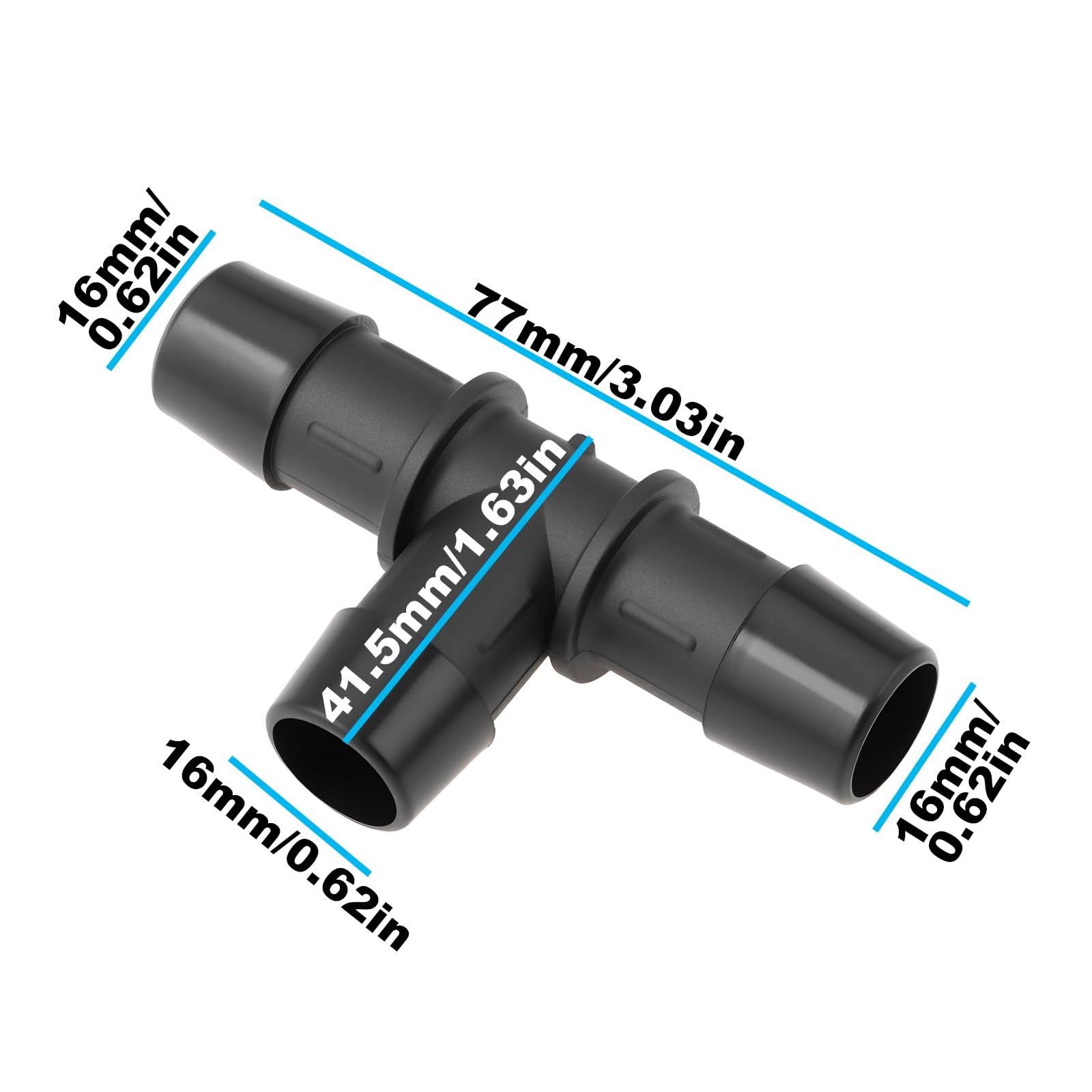 2x Raccordo a T Tubo Refrigerante 16x16x16mm 00066 P751096 Compatibile con Metalcaucho Refrigerante Motore Auto