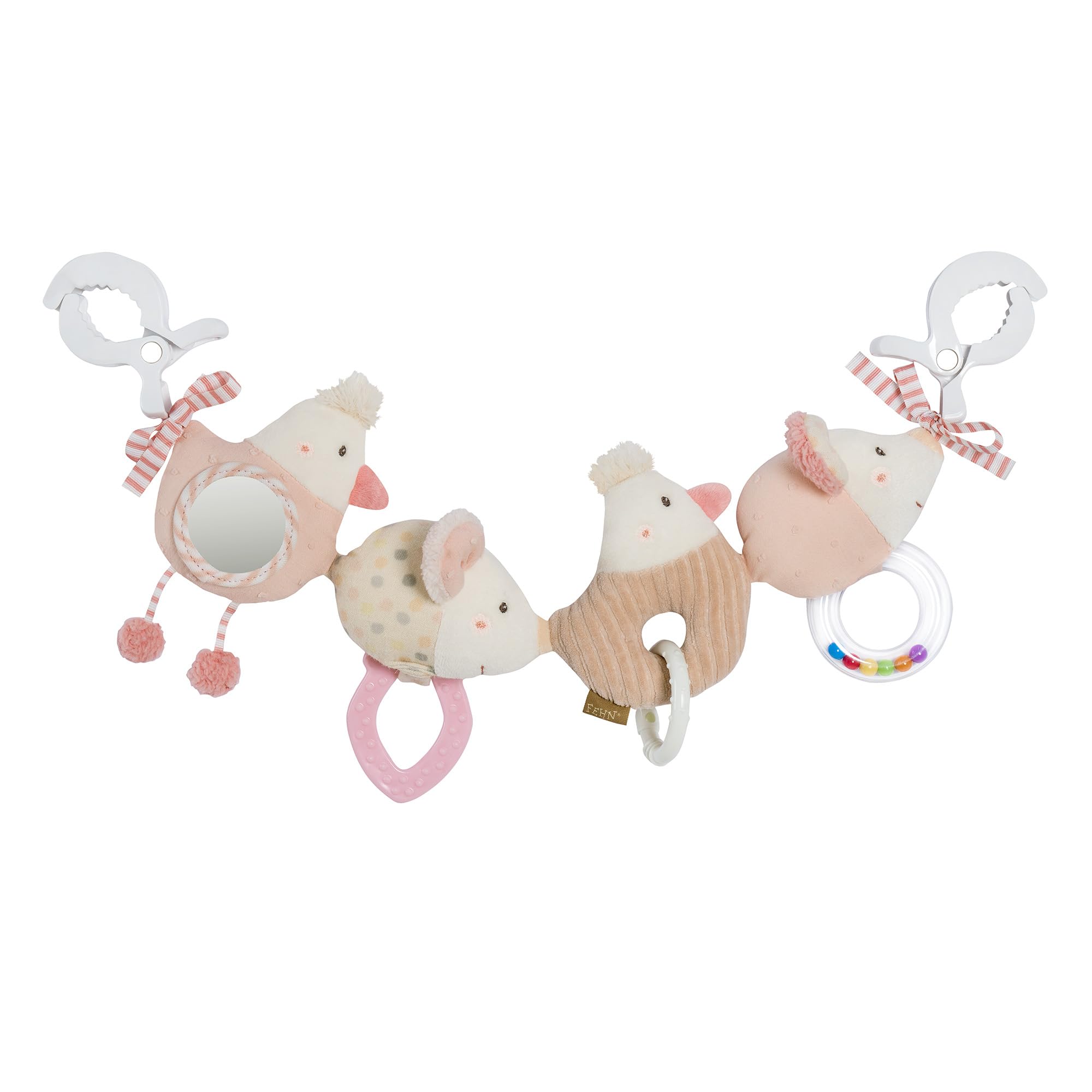 Fehn Kinderwagenkette feehnLAND – Mobile-Kette mit niedlichen Anhänger-Figuren zum flexiblen Aufhängen an Kinderwagen, Babyschale, Bettchen, Wiege, Spielbogen für Babys und Kleinkinder ab Geburt