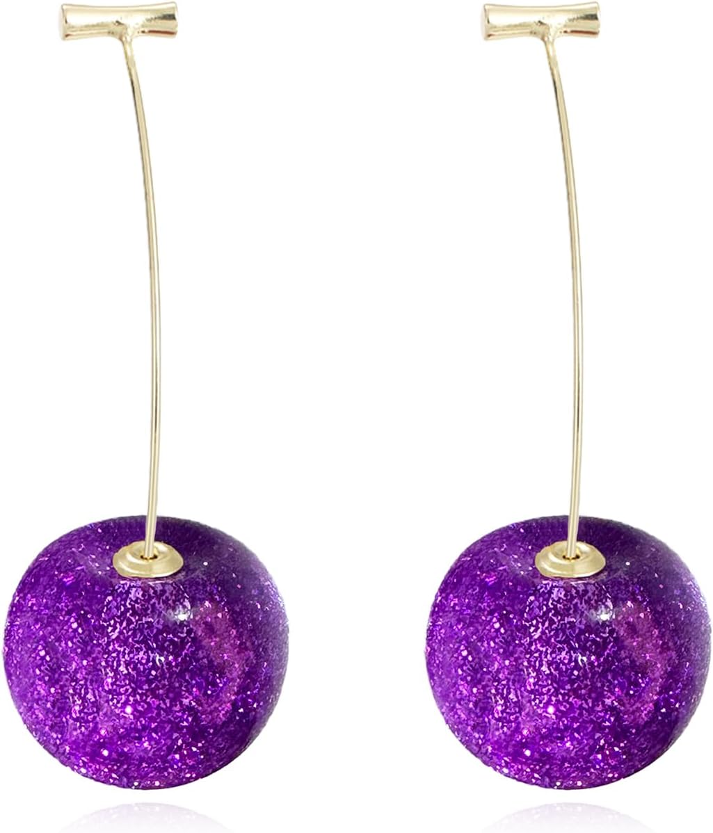 Cherry Earrings for Women Fun Fruit Drop Dangle Earrings Cute 3D Red Jewelry Unique Fruit Charm Jewelry for Women