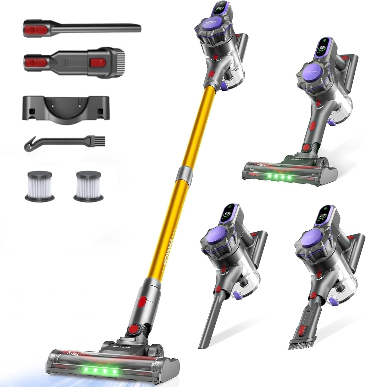 Amazon.com - MONSGA Cordless Vacuum Cleaner, 45KPa 400W Stick