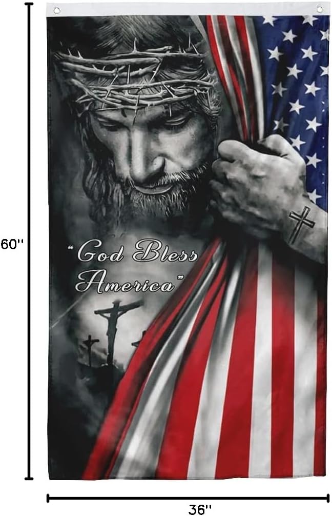 Jesus God Bless American One Nation under God Flag Banner Outdoor Indoor Decoration Flag 3x5Feet Double Stitched Polyester with Brass Grommets (God Bless America) - Image 4