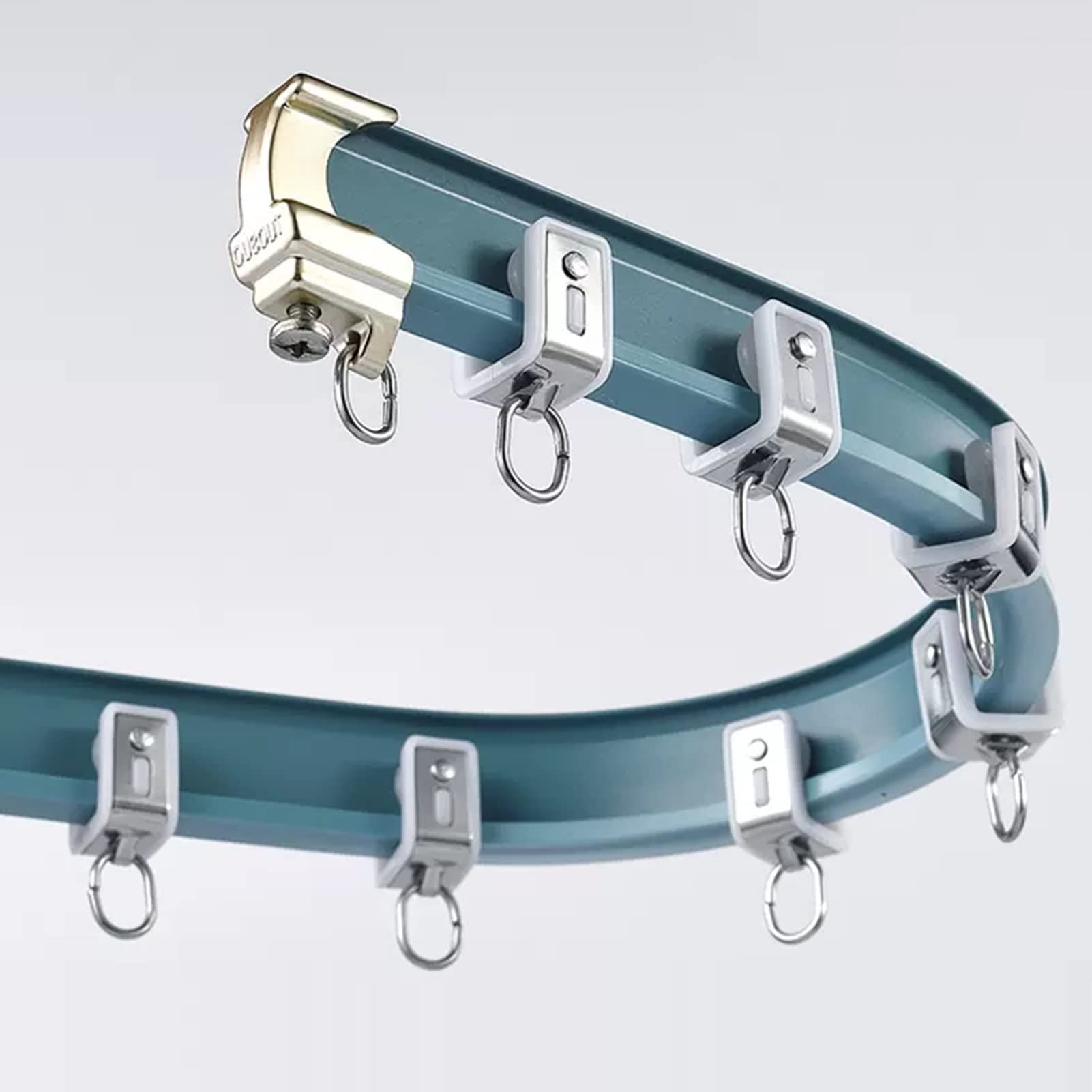 SFNIOKFG Curved Curtain Rail Track, Ceiling Mounted Curtain Rod, Windows Curtain Rods with Fittings, Hospital Curtain Railing Track Anti-rust & Durable (Size : 240cm/7.9ft)