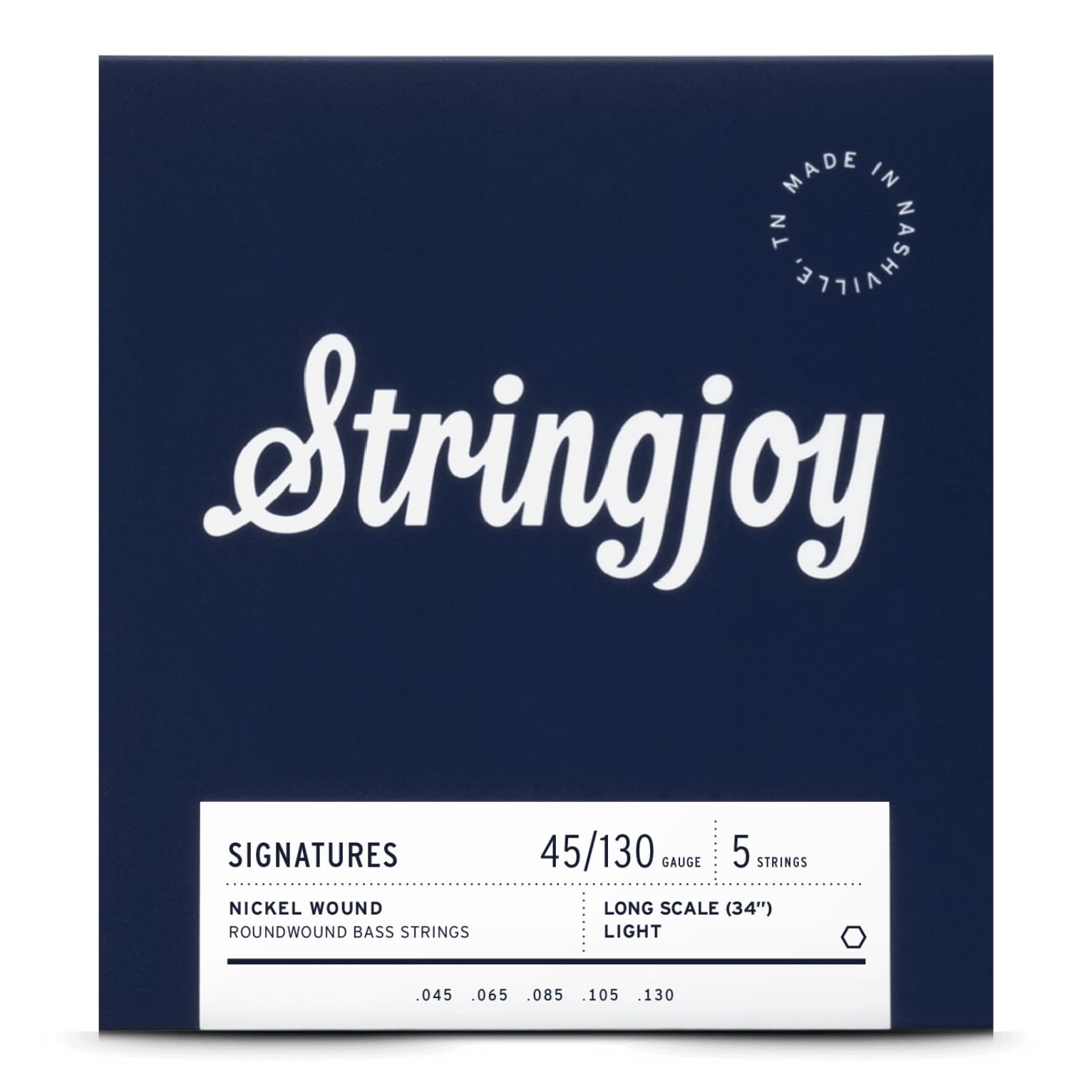 StringjoySignatures Nickel-wound Long Scale 5-string Bass Strings - Light Gauge (.045 -.130)