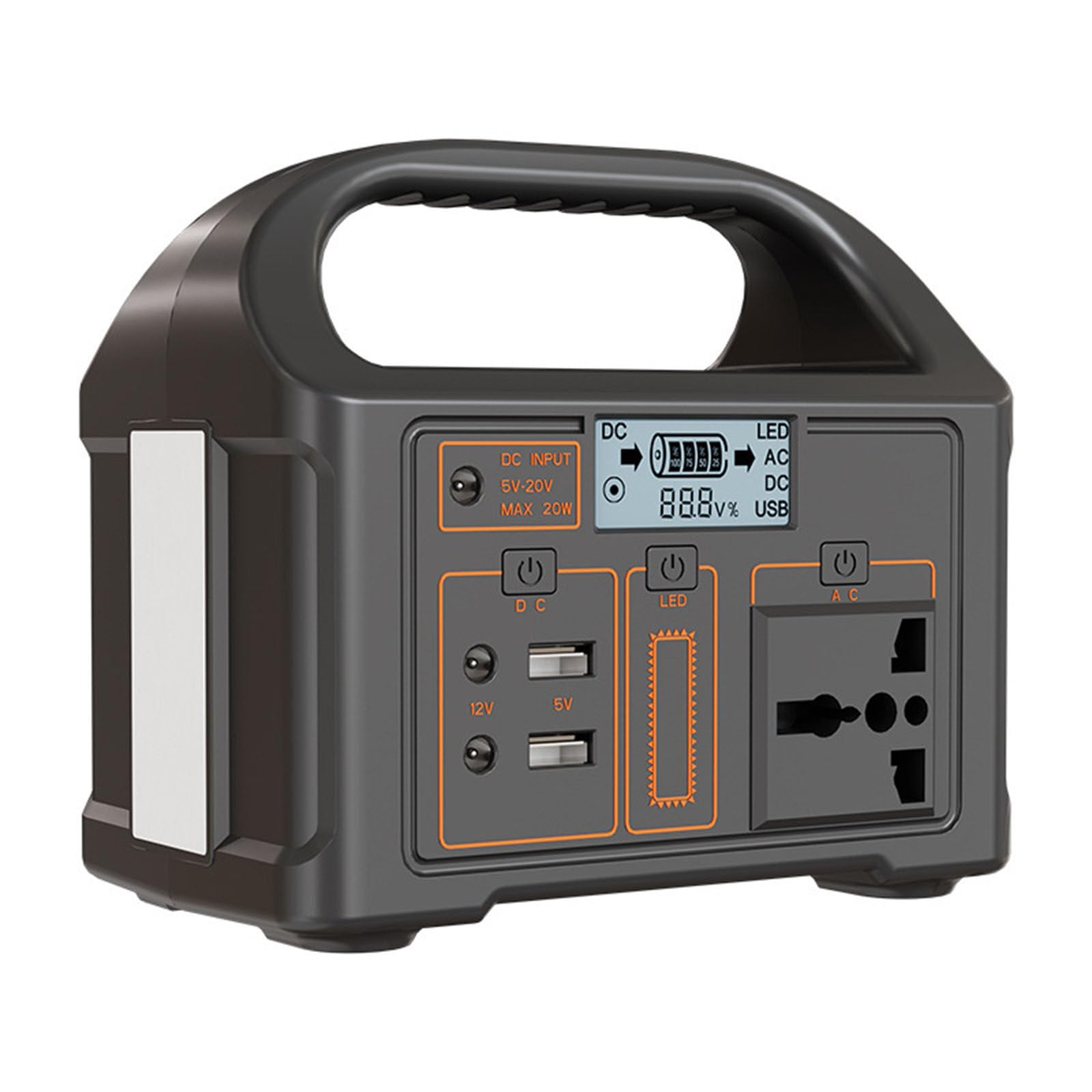 Fuente de alimentación móvil de almacenamiento de energía portátil 100W 76,8Wh, pantalla digital en tiempo real, fuente de alimentación de emergencia para exteriores