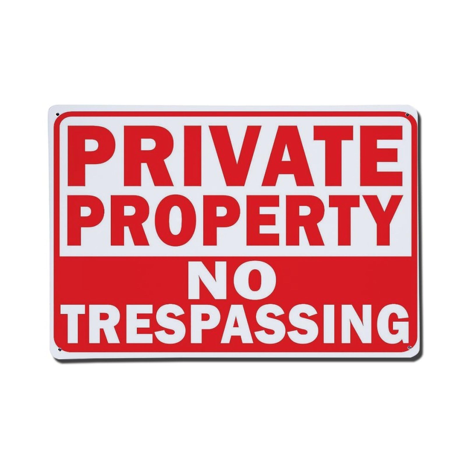 Private Property No Trespassing Sign Vintage Aluminium Metal Sign, Retro Wall Decor for Home, Bar, Garage & Farmhouse 20x30cm