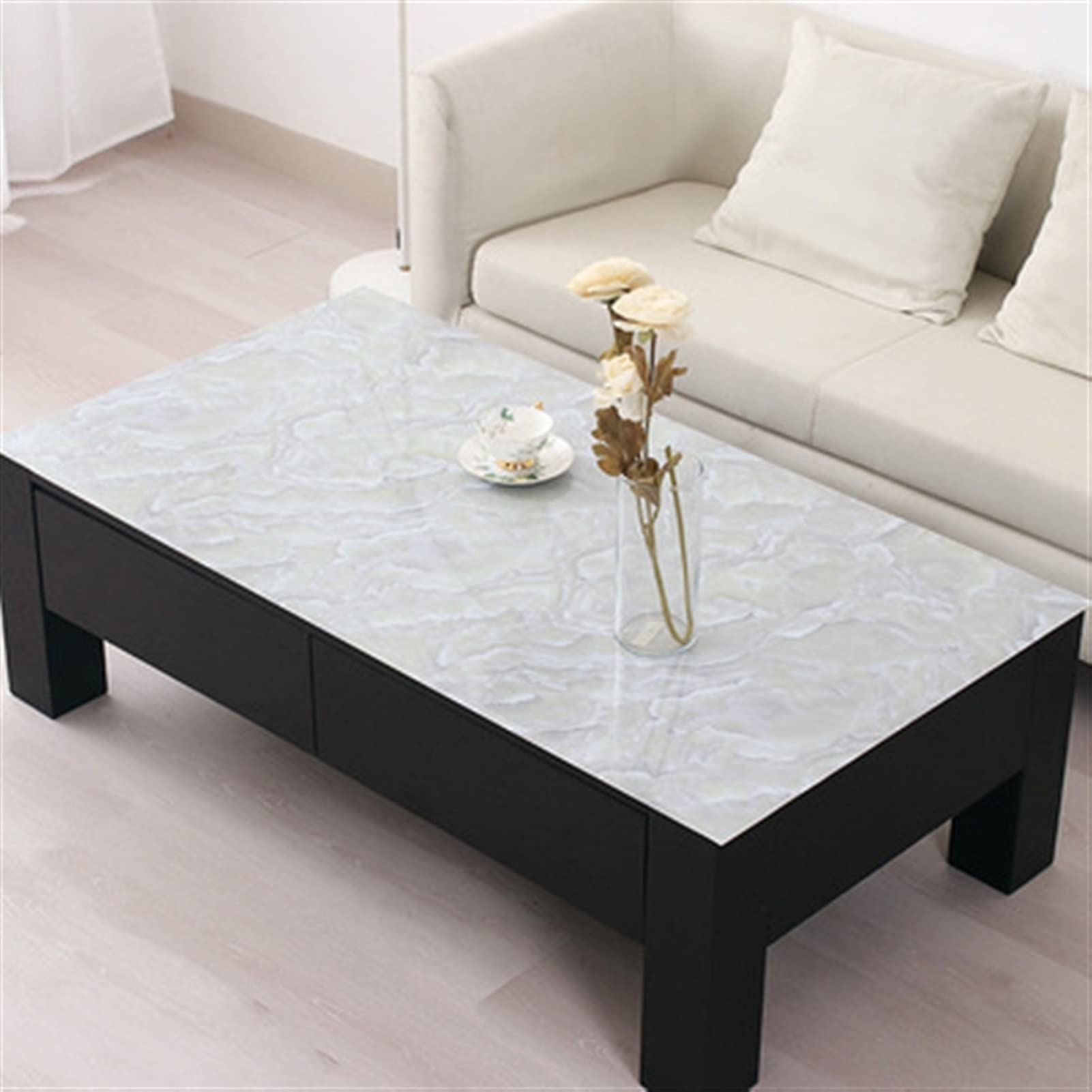 QBYRSSS Transparent Table Cover Protector Transparent Plastic Tablecloth Clear PVC Table Protector for Dining Room Tables Thick 1. 0mm Cloth Waterproof Desk Pad No Shrinkage Least Smell(D,80x120cm)