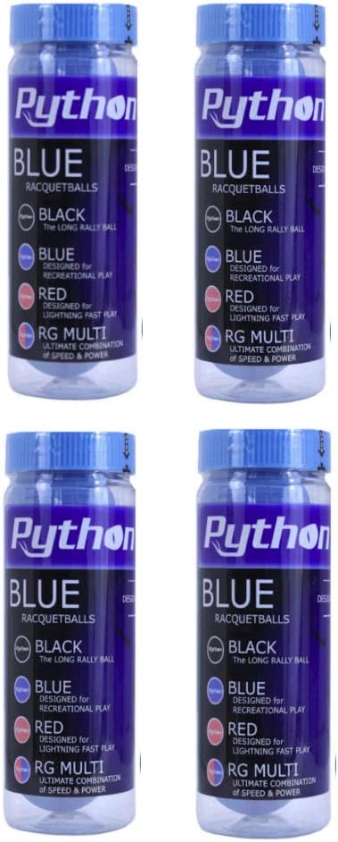 Python 3 Ball Can Blue Racquetballs (Standard Color w/Tournament Quality!)