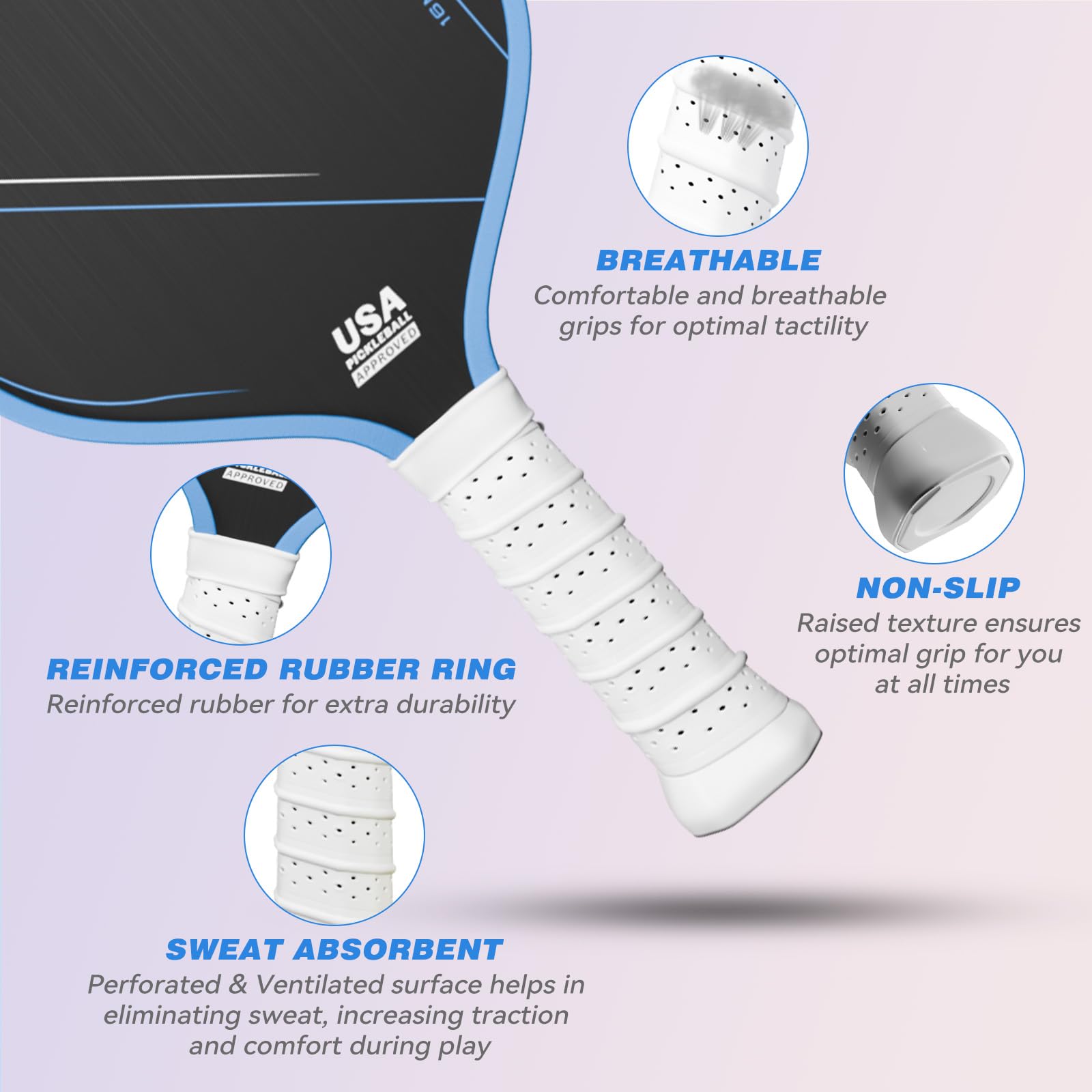 ピックルボール パドル JUCIAO カーボン エッジレス USAPA 承認 青 ピックルボール パドル JUCIAO カーボン エッジレス USAPA 承認 青