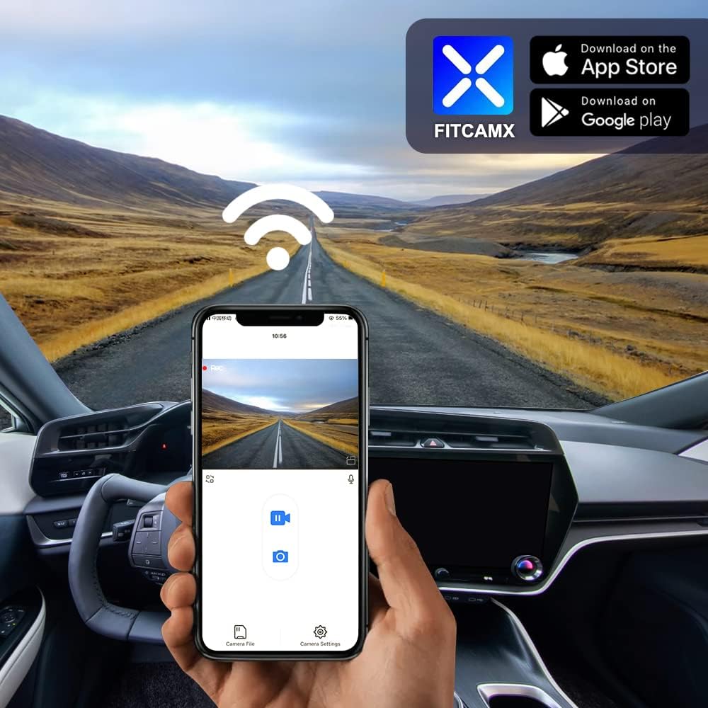 Fitcamx Front 2K+Rear 1080P Dash Cam Adapts for Lexus RZ 2023-2026 RZ 300e 350e 450e 550e, Integrated OEM Style, Dual HD Video, Loop Recording, WiFi & APP, Gravity Sensor, Easy to Set, 64GB Card