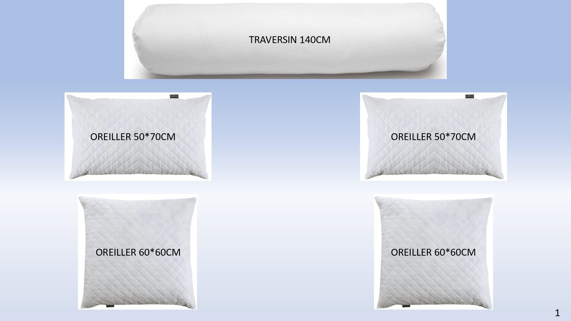 KGS Pack Lot D'oreillers 60x60 + Lot D'oreillers 50x70 à mémoire de Forme et Traversin 140 cm - Antiallergique et Anti-Acarien