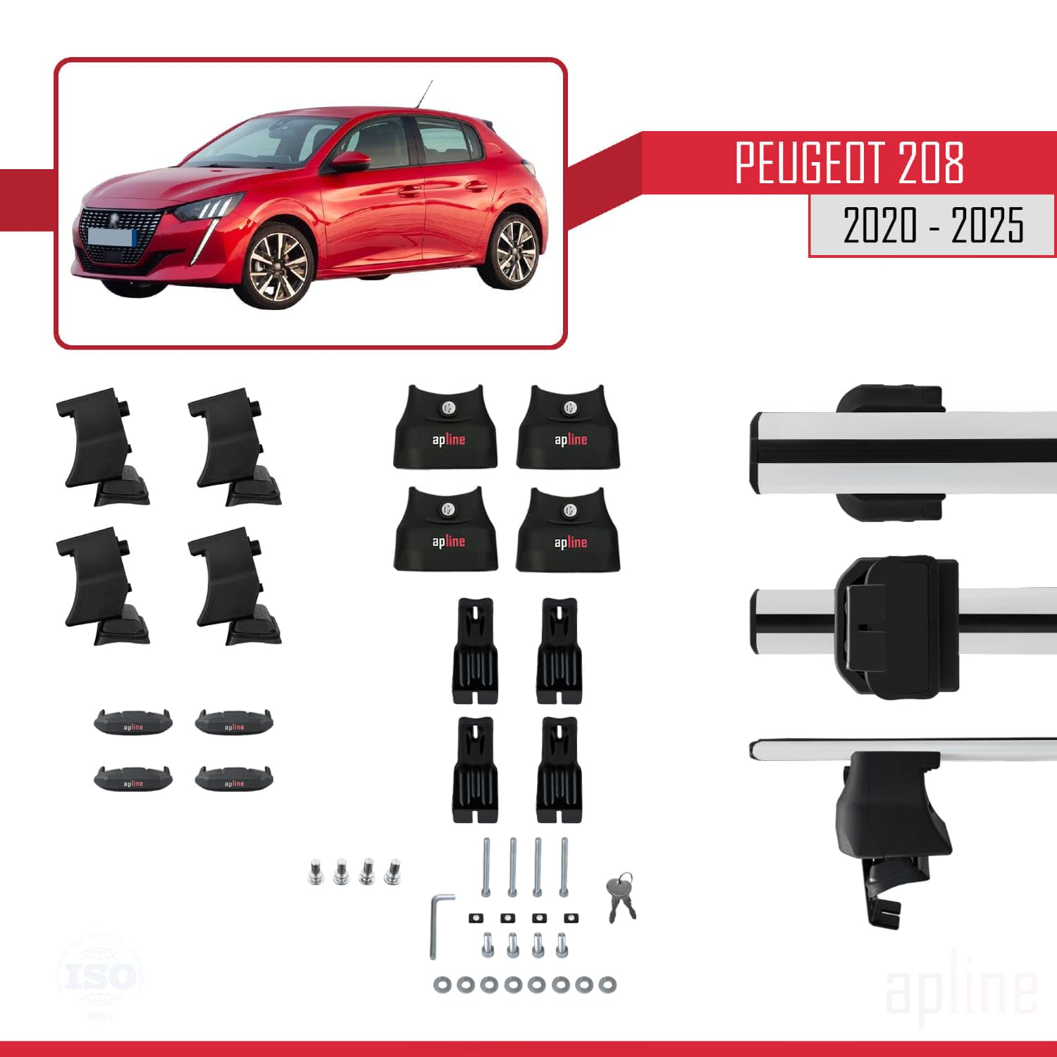Barres De Toit Apline Gris Aluminium Pour Peugeot 2008 II (P24) 2020-2025 - ACE-2 - Porte-bagages