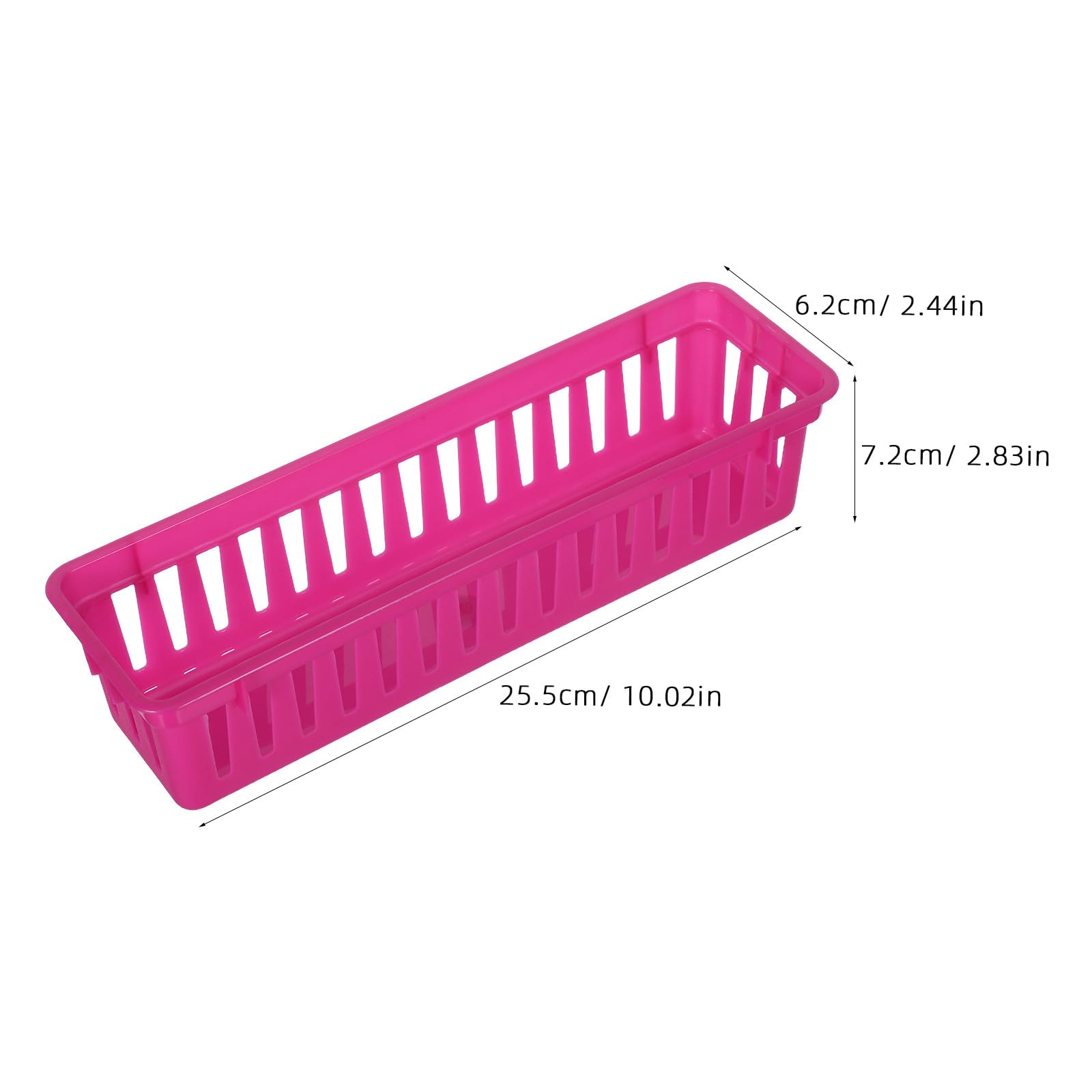 DOITOOL Cestino rettangolare in plastica da 12 pezzi per l'organizzazione della scrivania - Cestino portapenne lungo 10'' per forniture scolastiche - Vassoio portaoggetti impilabile