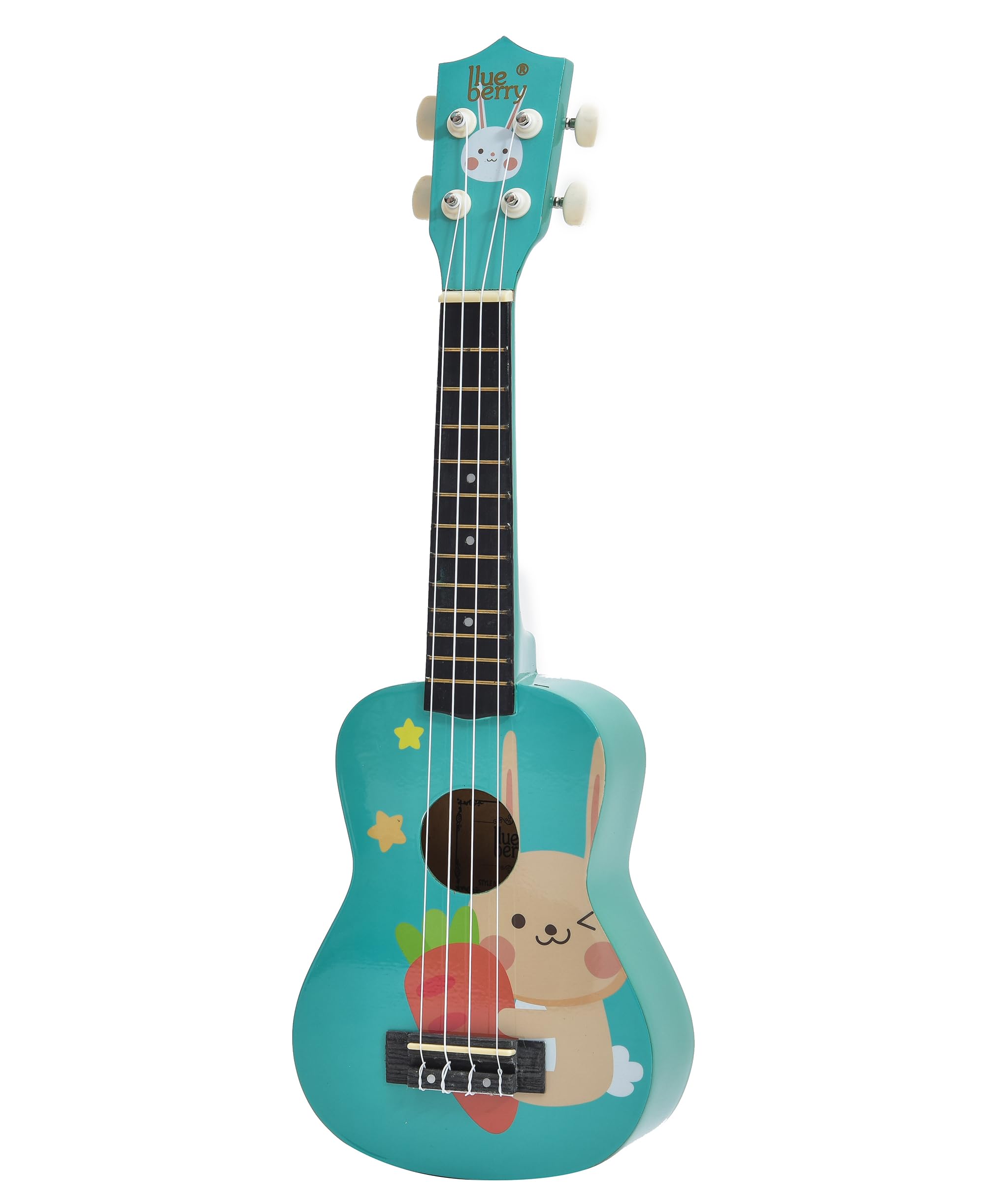 BLUEBERRY UK-42-BUNNY Soprano Ukulele Aquila String Body Sapele and Mahogany, Gloss Finish With 2 Picks - 21 Inch (Bright Teal) 1