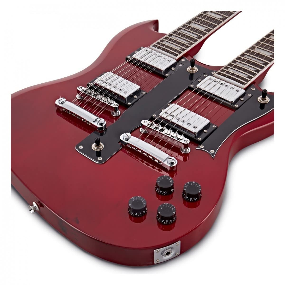 Gear4music Brooklyn chitarra elettrica a doppio manico con borsa da concerto