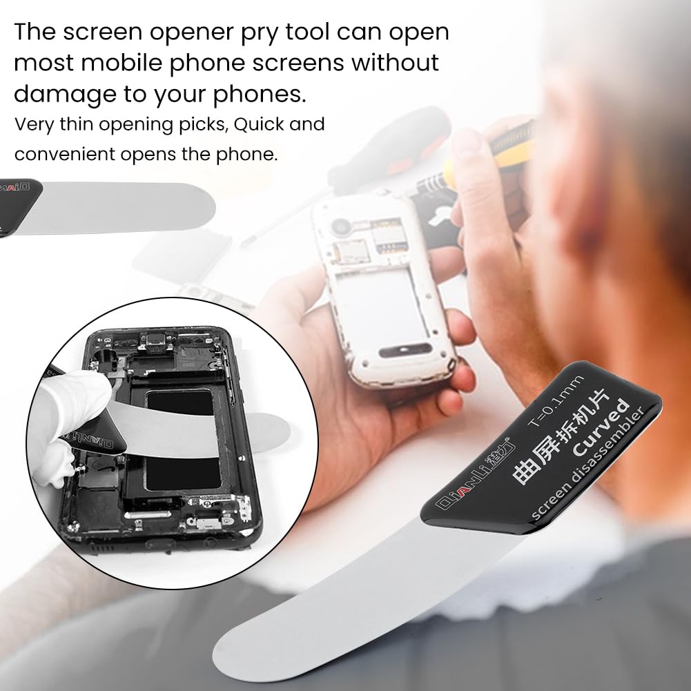 5 strumenti a leva per smontaggio, ultra sottili, separati, curvi, lama in acciaio inox, strumento di riparazione per schermo LCD curvo per smartphone (5 pezzi)