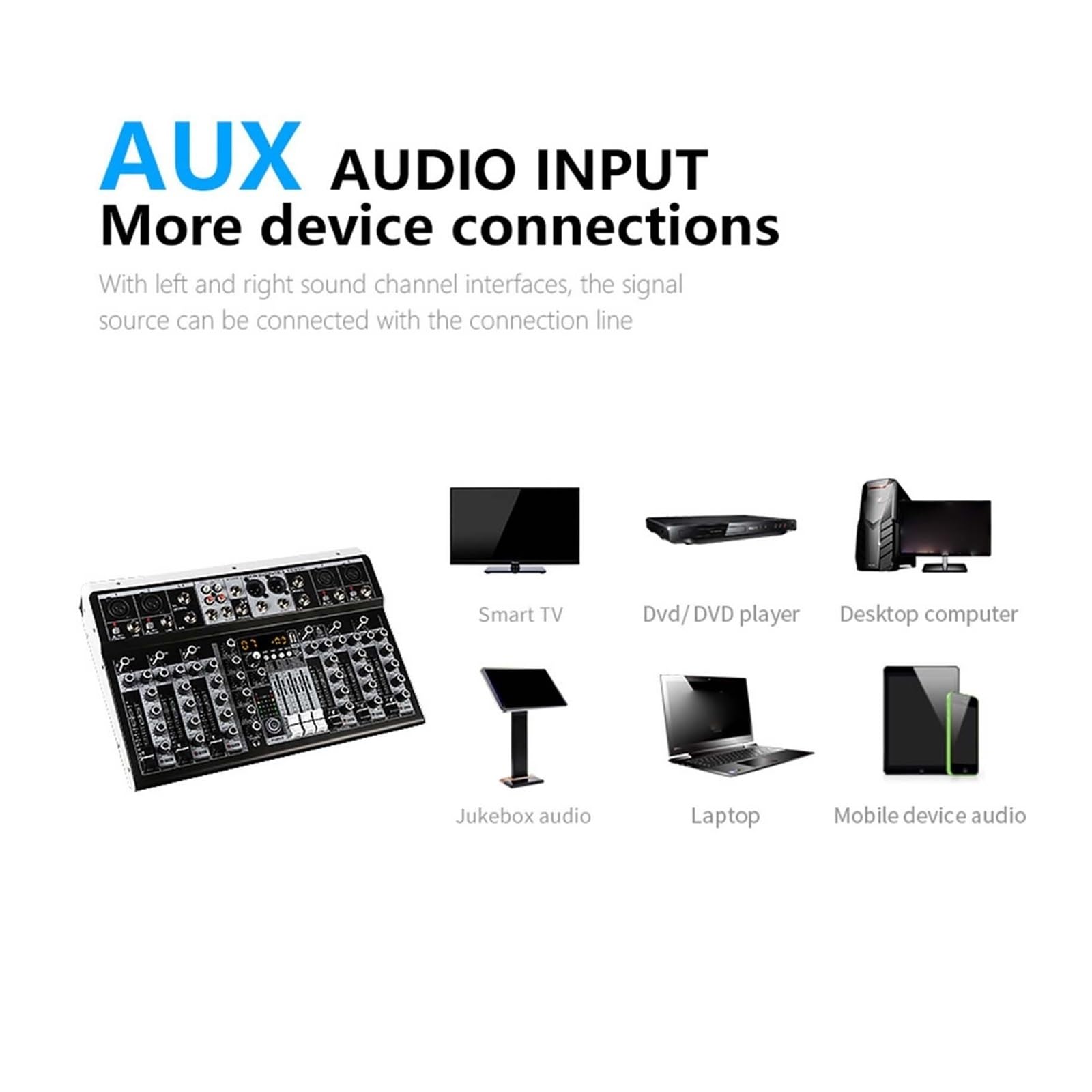 Mixer audio, Mixer audio con effetti for principianti professionisti Ingresso stereo a 4 canali Streaming live a 8(4 Channle)
