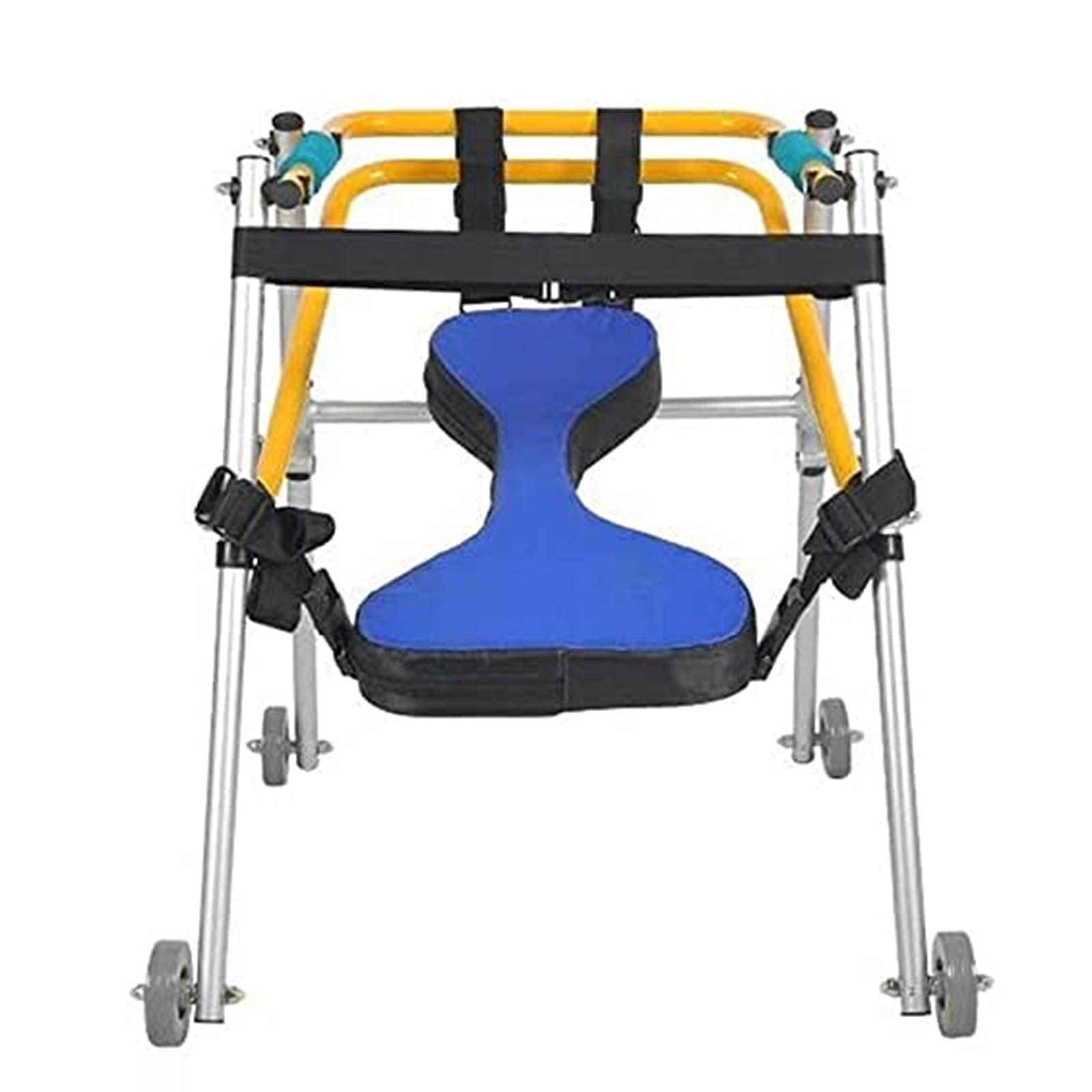 Andador para niños con parálisis cerebral, soporte de entrenamiento para rehabilitación de extremidades inferiores infantiles, pasamanos ajustables direccionales de 4 ruedas con cojín, B (51,561