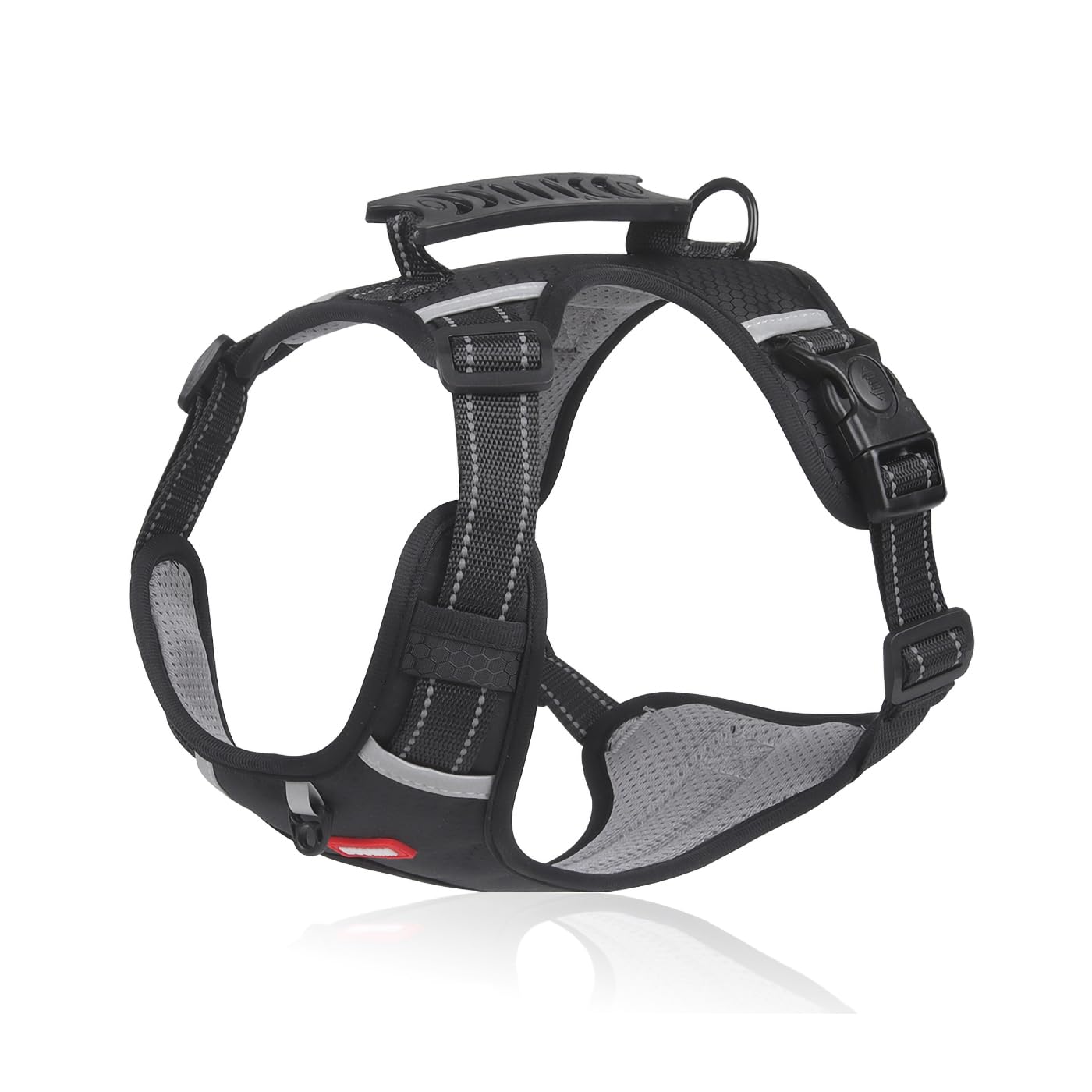 DoggieKit Arnes Perro Ajustable y Reflectante Antiescape Arnés con Asa Acolchado, Transpirable Cómodo Chalecos para Perros Pequeños Medianos Grandes para Adiestramiento y Correr (M, Negro)