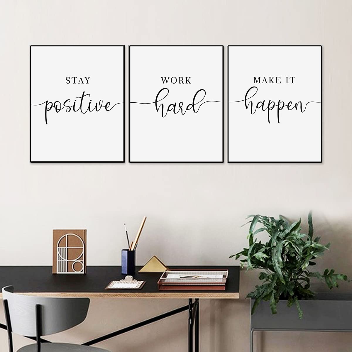 Stay Positive Make It Happen Office Decor Motivational Quotes Office Wall Art Company Wall Decor Office Prints Set of 3 Prints UNFRAMED 11X14INCH