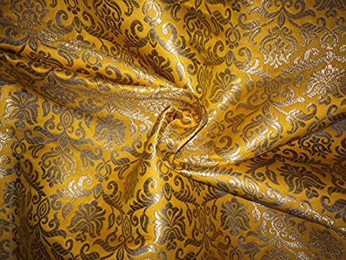 Tissu brocart de soie jaune pour confectionner des bordures de rideaux