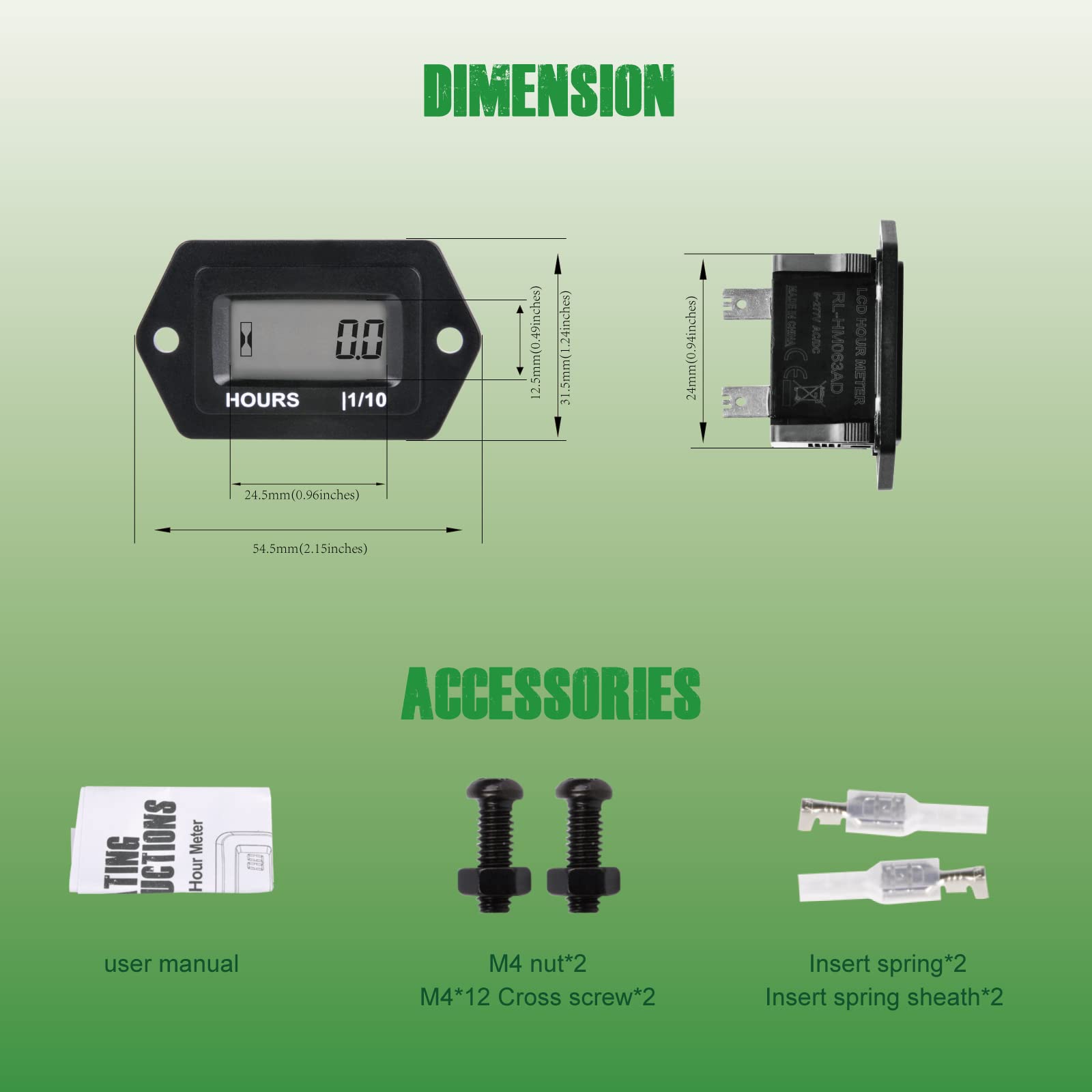 Contaore Yooreal AC/DC - Impermeabile IP68, Per Generatori, Falciatrici, Trattori, 5-277V, Display LCD - Foto 5