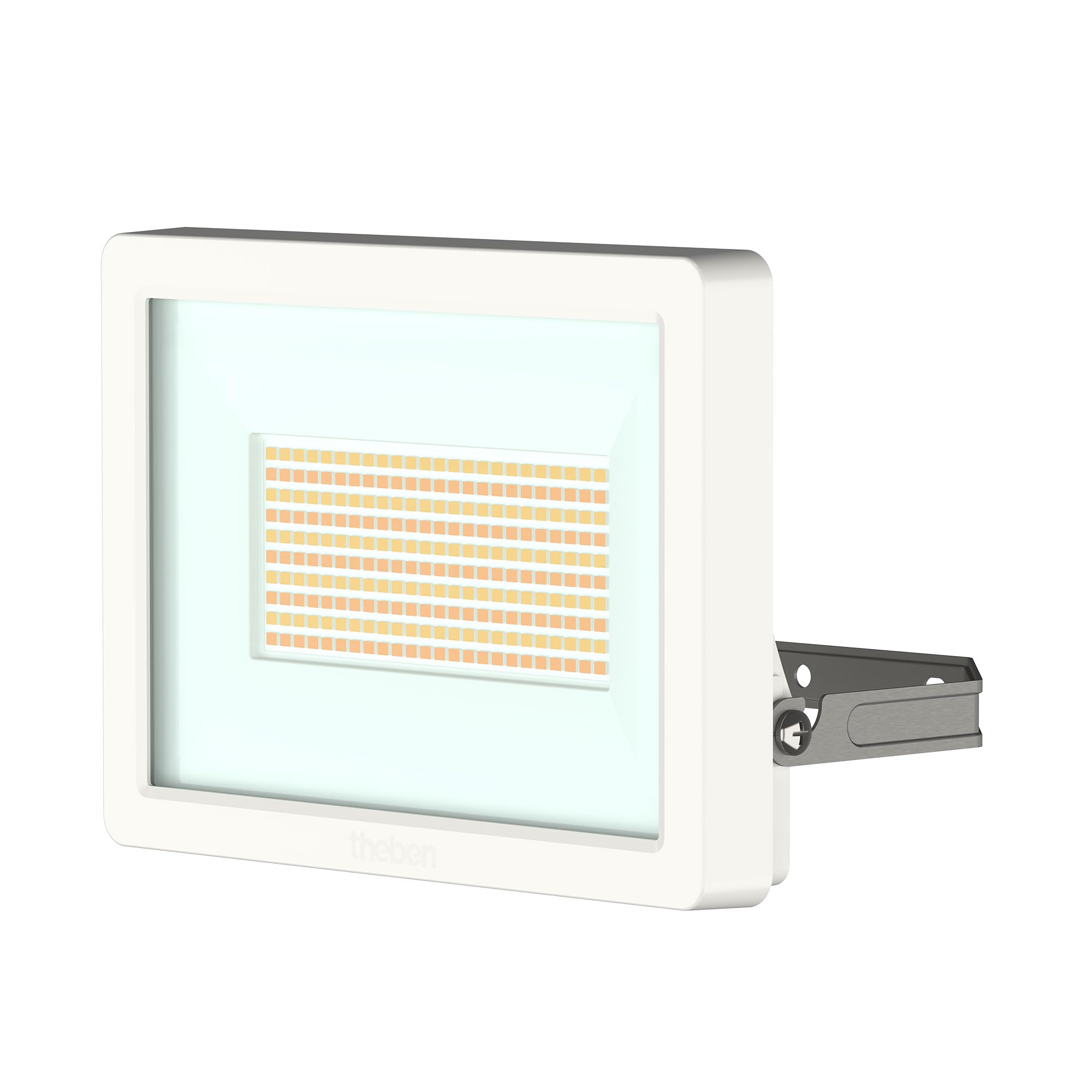 Theben 1020676 theLeda B50 Dual WH foco LED 50 W mural exterior IP65 | 3000 K cálido/4000 K neutro conmutable, 6900 lm, DarkSky, lente transparente, 90° arriba/70° abajo, sensor opcional, blanco