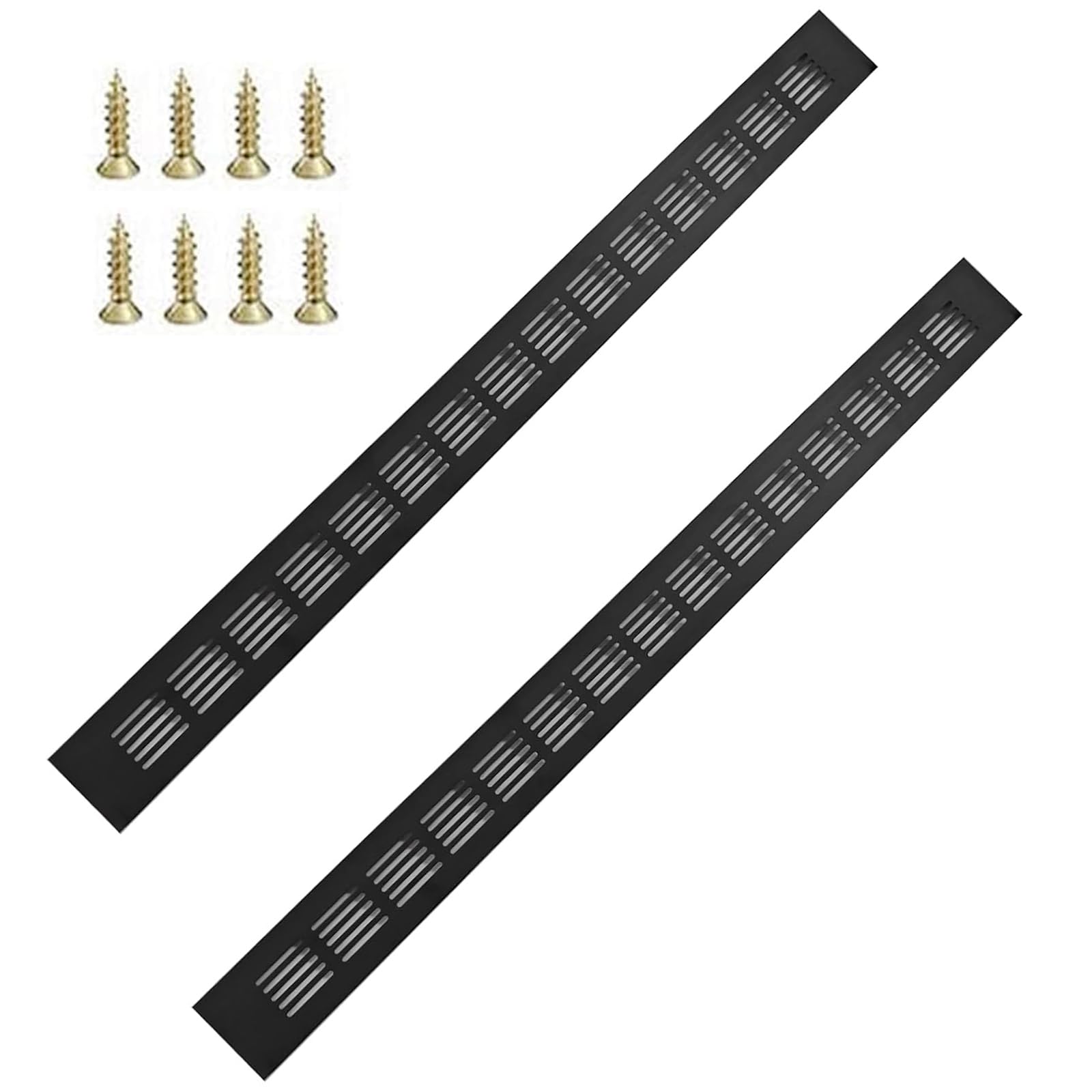 YGCQFH 2 Pack 600mm x 50mm Black Air Vent Grille Cover Aluminum Alloy Kitchen Air Vent Cover Cupboard Vents