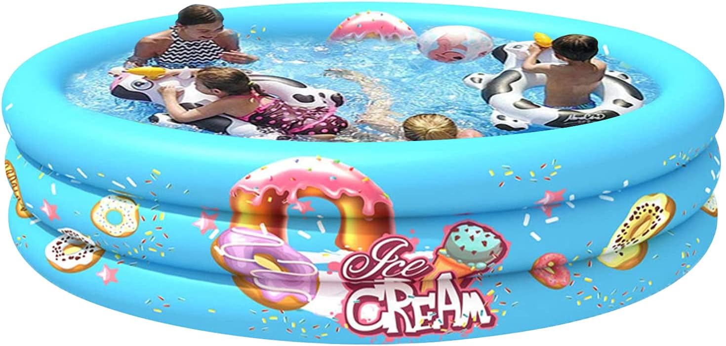 Inflatable Baby Kiddie Swimming Pool - 3 Rings Kid Swimming Pool Baby Ball Pit Pool Swimming Pools Summer Water Game Play Center for Baby Kids Girls Boys,Toddler,Yard,Garden,Backyard,Indoor&Outdoor