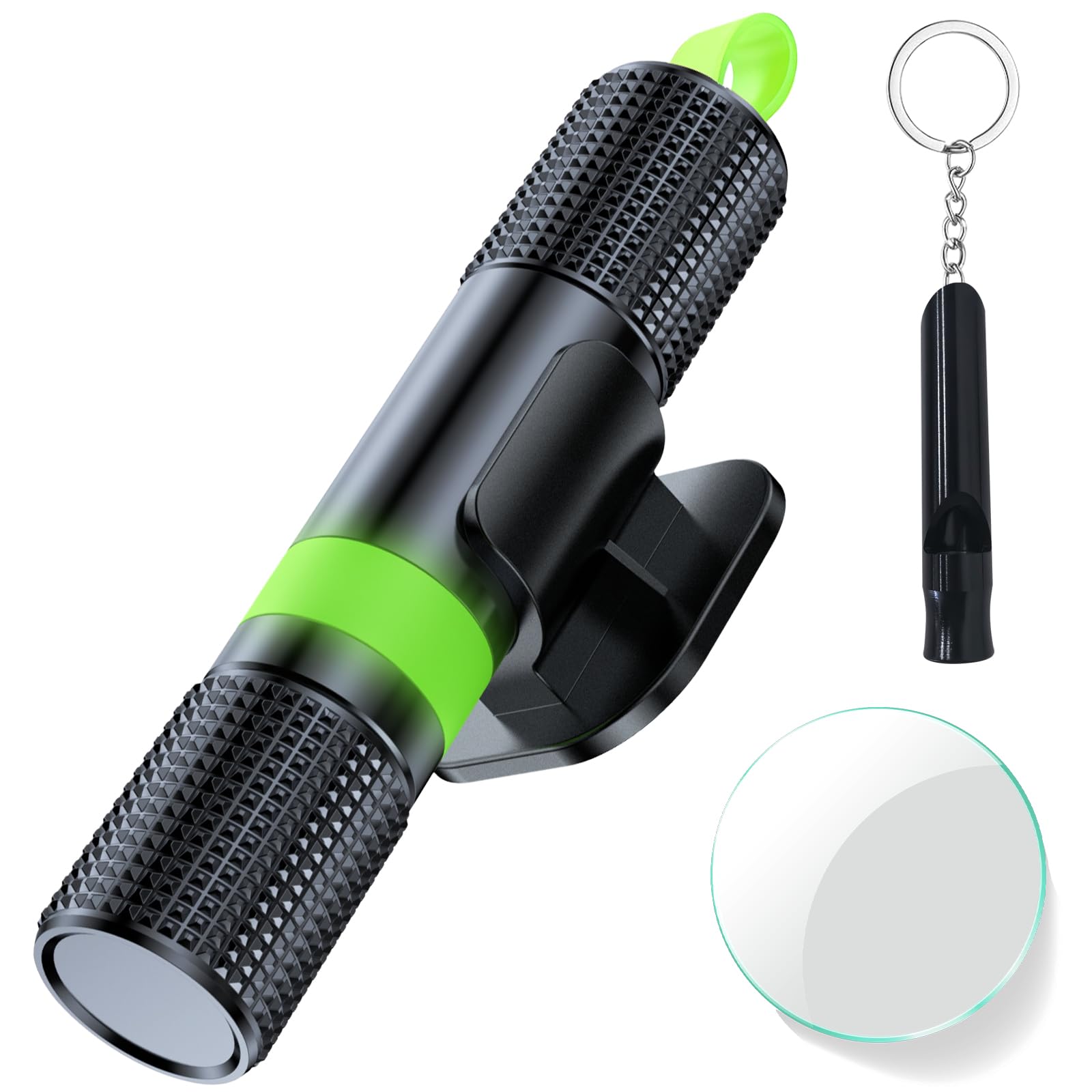 2 in 1 Gurtschneider Notfallhammer,Verbessert Auto Notfallhammer Sicherheitshammer Auto für Autoscheiben, Glasbrecher Auto Essentials,mit Testglas fürs Auto,Bus(Leuchtende Version) (schwarz)