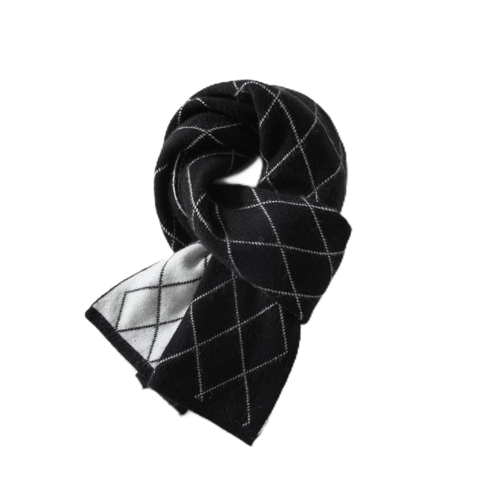 Generico Sciarpa Lana Pura Motivo Rombo Rosso Scialle Collo Inverno Unisex