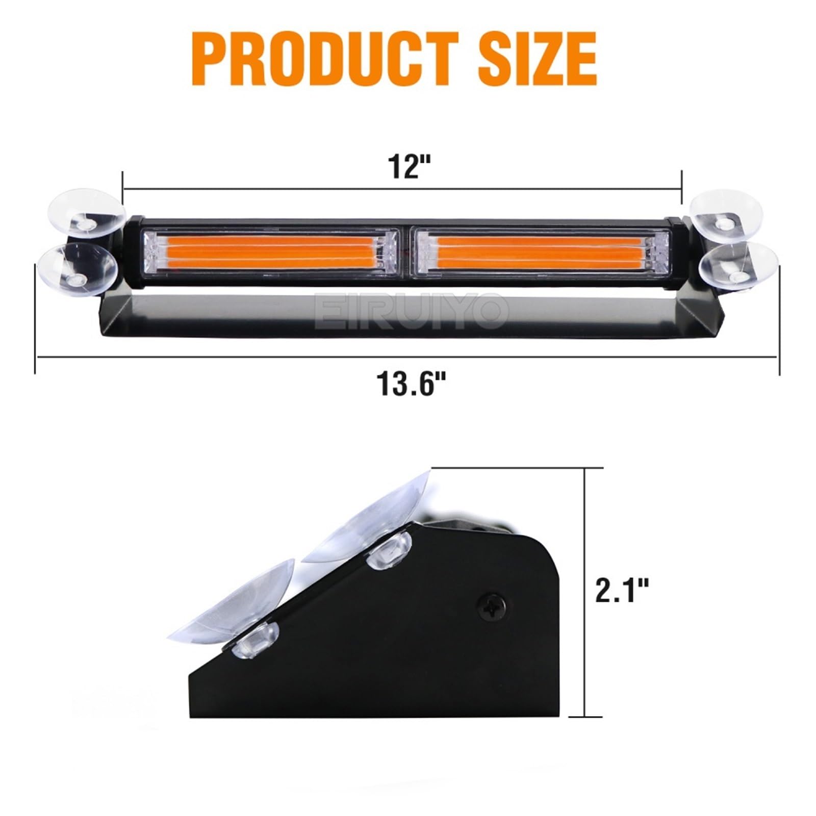 Luz intermitente de emergencia for coche o camión, luz estroboscópica LED de señalización diurna, luces de emergencia policiales, 18 modos de parpadeo, 12V/24V(Yellow)