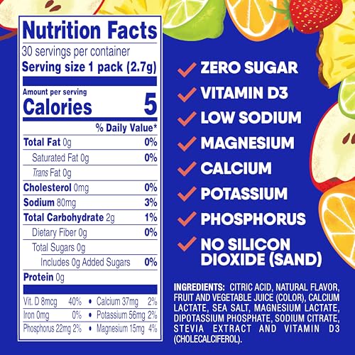 Image of GoHydrate Instant Hydration Powder Packets - Low Sodium Electrolytes Drink Mix - Natural Hydration Support, Sugar Free Electrolyte Flavored Powder Drink with Vitamin D, 30 Packs, Fruit Punch | Instant hydration daily drink mix; water flavor packet singles with Vitamin D