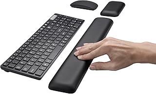 Aelfox Leather-Gel Keyboard Wrist Rest Pad and Mouse Pad Wrist Rest Set, Ergonomic Wrist Support Wrist Pad Relieve Wrist Pain for Full Size Gaming Keyboard and Mouse, Laptop, Computer, Home, Office
